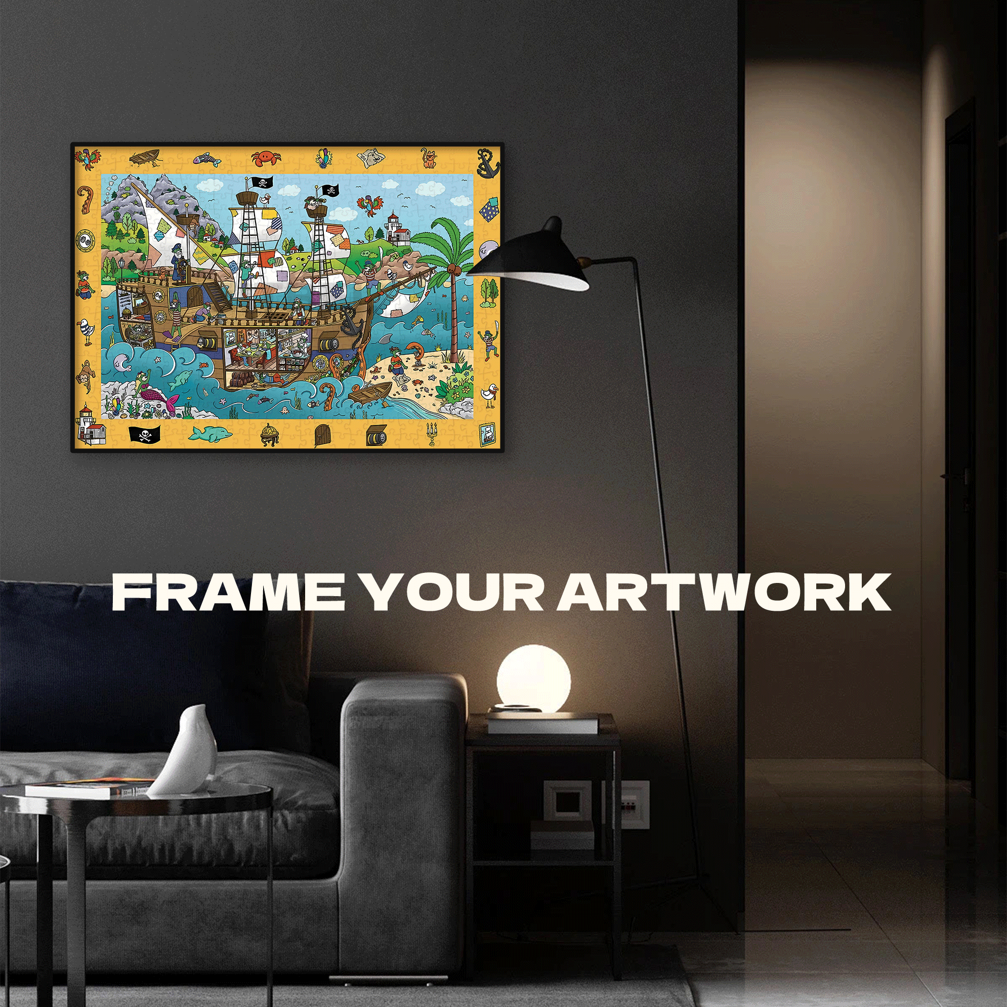 Pirate ship The Treflik Family 500pcs/1000pcs Jigsaw Puzzle, Scratch-Resistant, Interactive Family Game & Brain-Boosting DIY Decor, Perfect for Halloween, Christmas & New Year Gifts, Family Puzzle Game