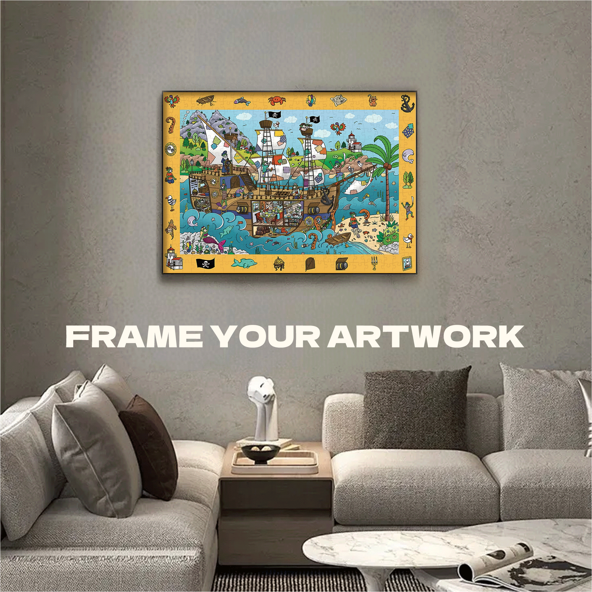 Pirate ship The Treflik Family 500pcs/1000pcs Jigsaw Puzzle, Scratch-Resistant, Interactive Family Game & Brain-Boosting DIY Decor, Perfect for Halloween, Christmas & New Year Gifts, Family Puzzle Game