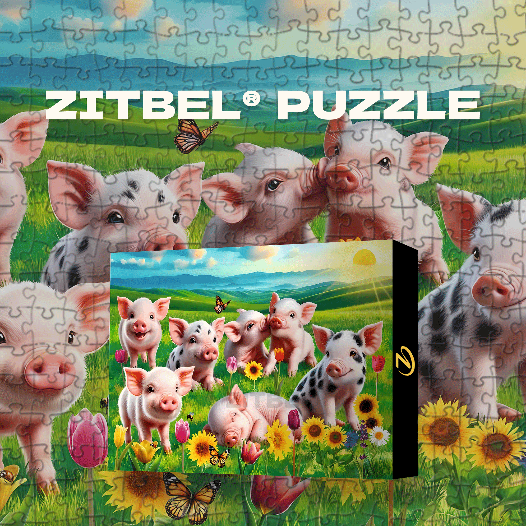 Precious Piglets 500pcs/1000pcs Jigsaw Puzzle, Scratch-Resistant, Interactive Family Game & Brain-Boosting DIY Decor, Perfect for Halloween, Christmas & New Year Gifts, Family Puzzle Game