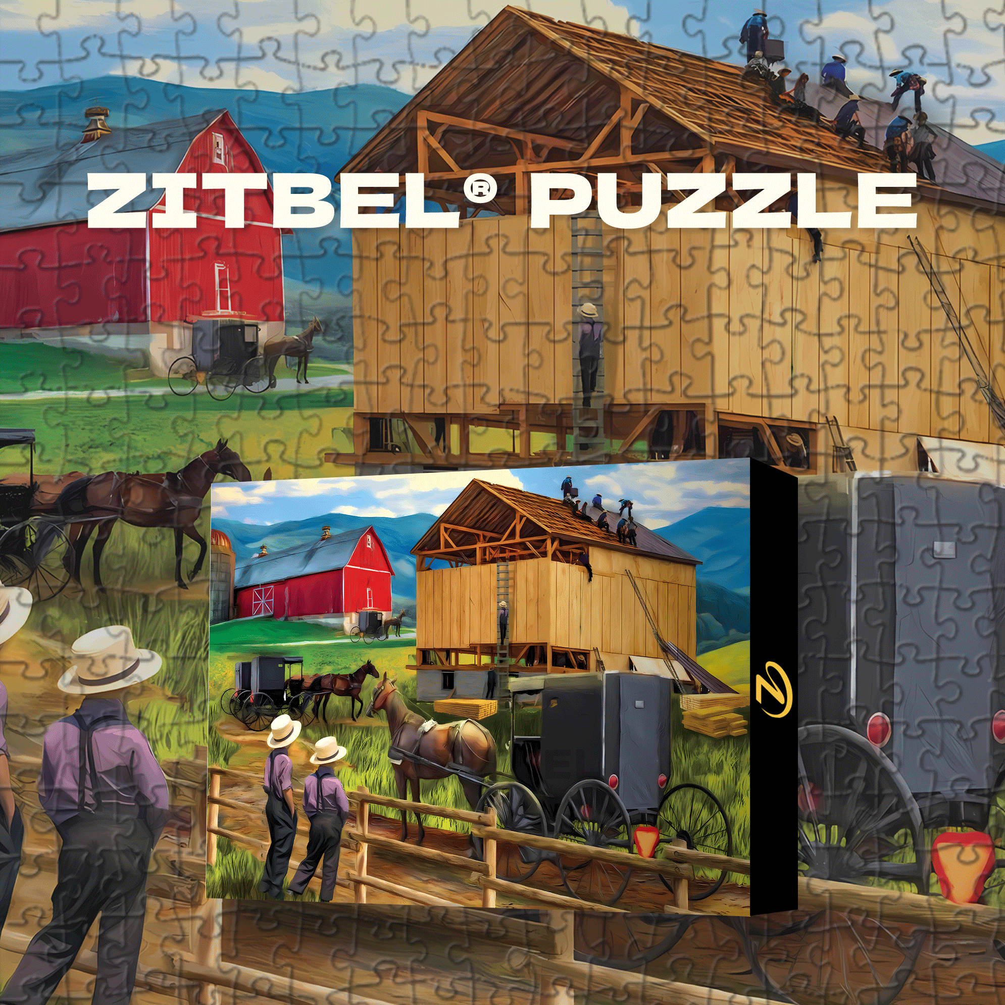 Raising the Barn 500pcs/1000pcs Jigsaw Puzzle, Scratch-Resistant, Interactive Family Game & Brain-Boosting DIY Decor, Perfect for Halloween, Christmas & New Year Gifts, Family Puzzle Game