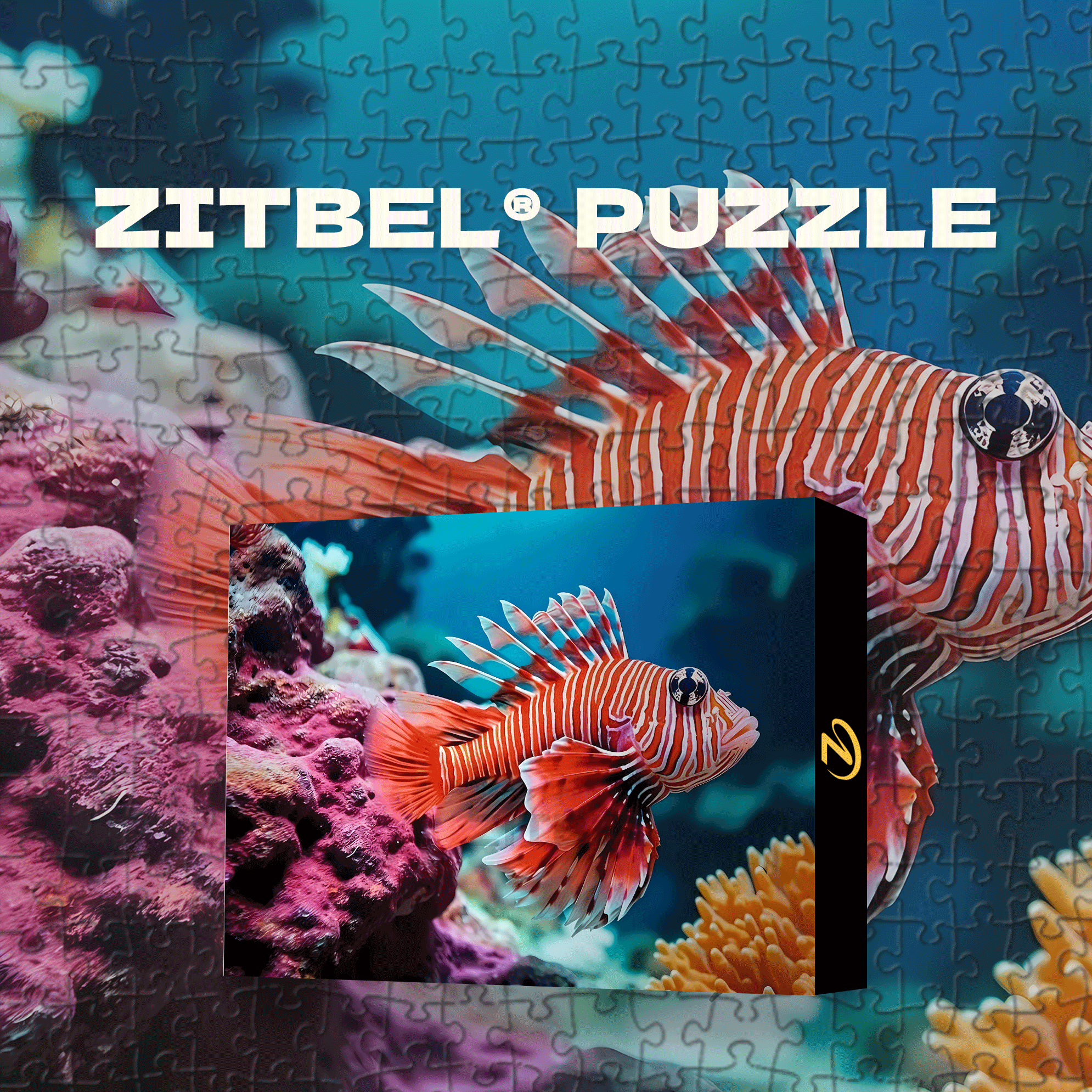 Red Lionfish 500pcs/1000pcs Jigsaw Puzzle, Scratch-Resistant, Interactive Family Game & Brain-Boosting DIY Decor, Perfect for Halloween, Christmas & New Year Gifts, Family Puzzle Game