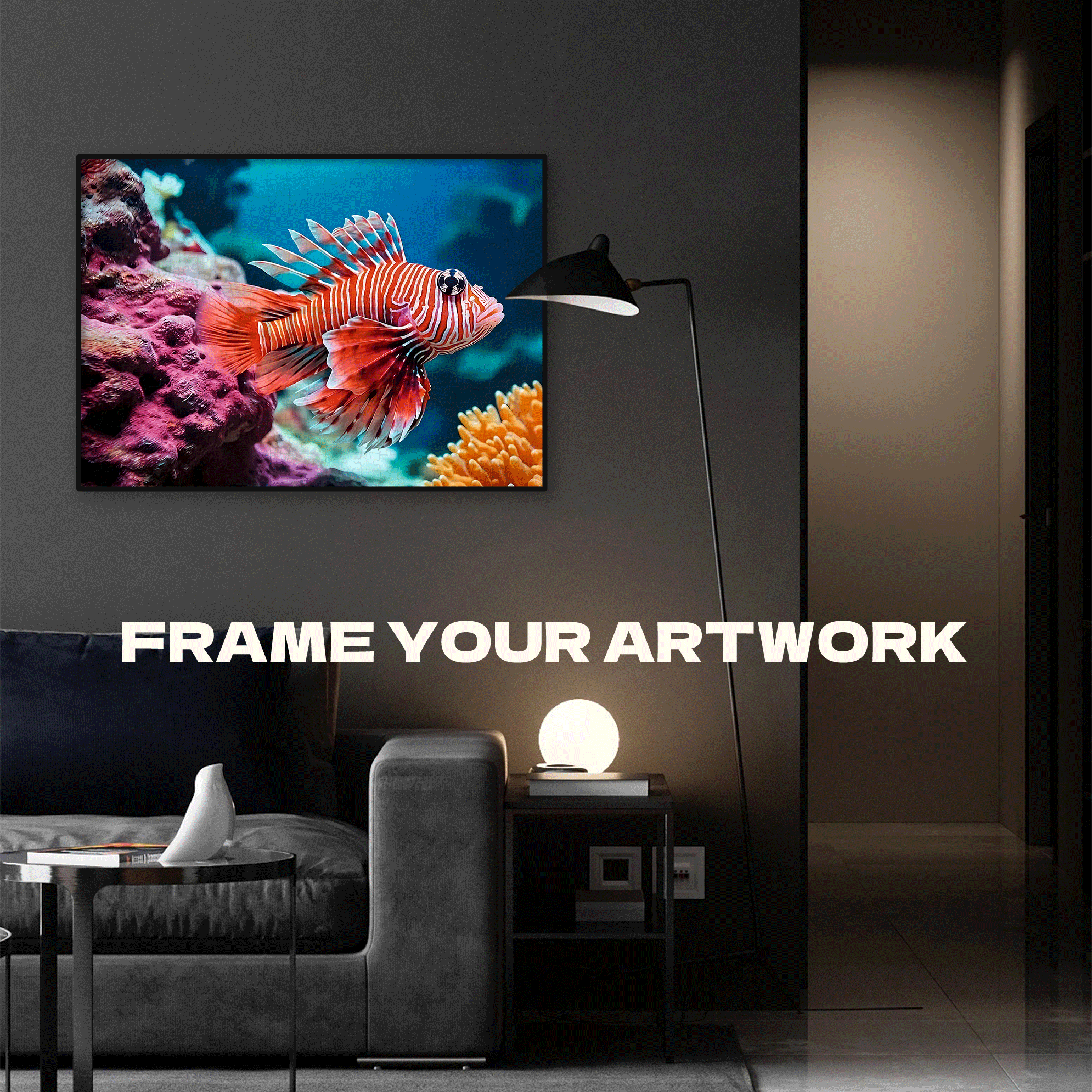 Red Lionfish 500pcs/1000pcs Jigsaw Puzzle, Scratch-Resistant, Interactive Family Game & Brain-Boosting DIY Decor, Perfect for Halloween, Christmas & New Year Gifts, Family Puzzle Game