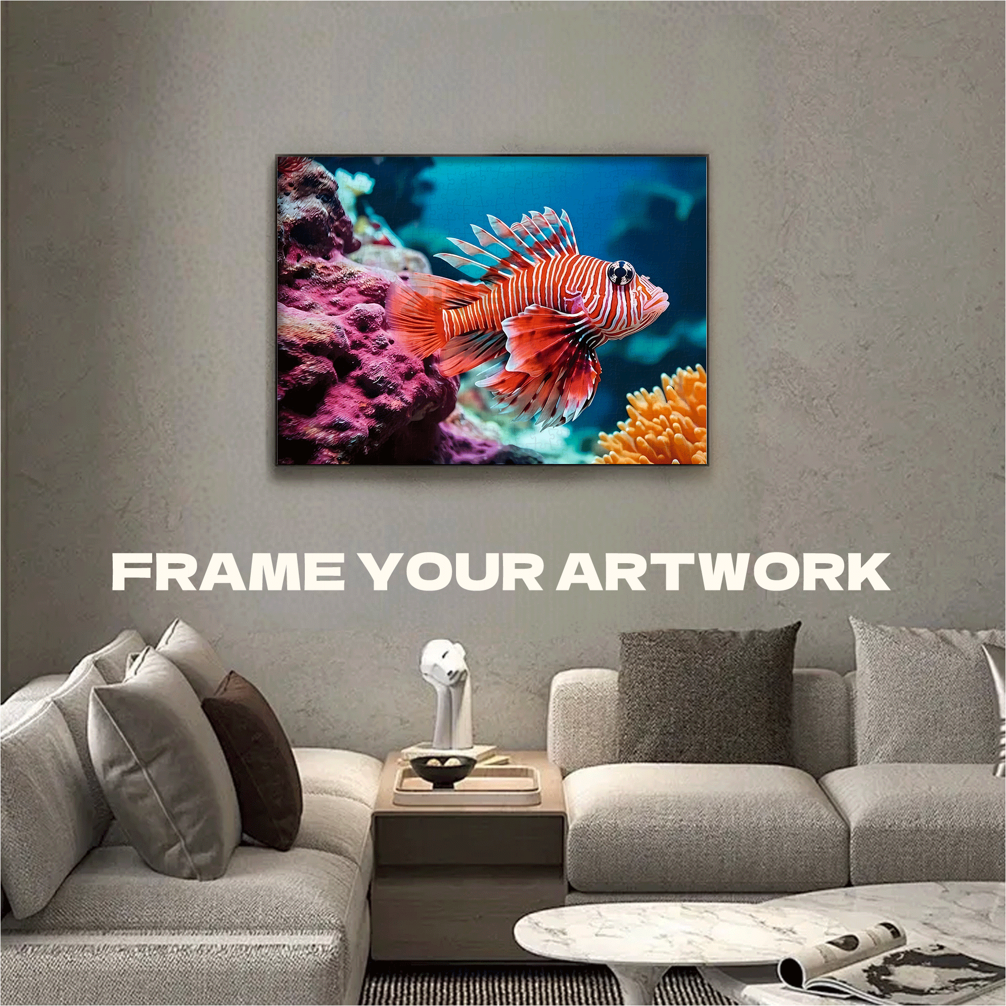Red Lionfish 500pcs/1000pcs Jigsaw Puzzle, Scratch-Resistant, Interactive Family Game & Brain-Boosting DIY Decor, Perfect for Halloween, Christmas & New Year Gifts, Family Puzzle Game