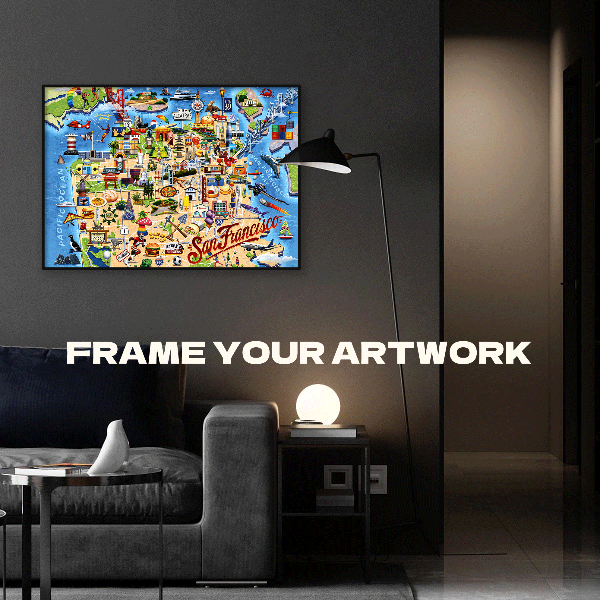San Francisco Bay 500pcs/1000pcs Jigsaw Puzzle, Scratch-Resistant, Interactive Family Game & Brain-Boosting DIY Decor, Perfect for Halloween, Christmas & New Year Gifts, Family Puzzle Game