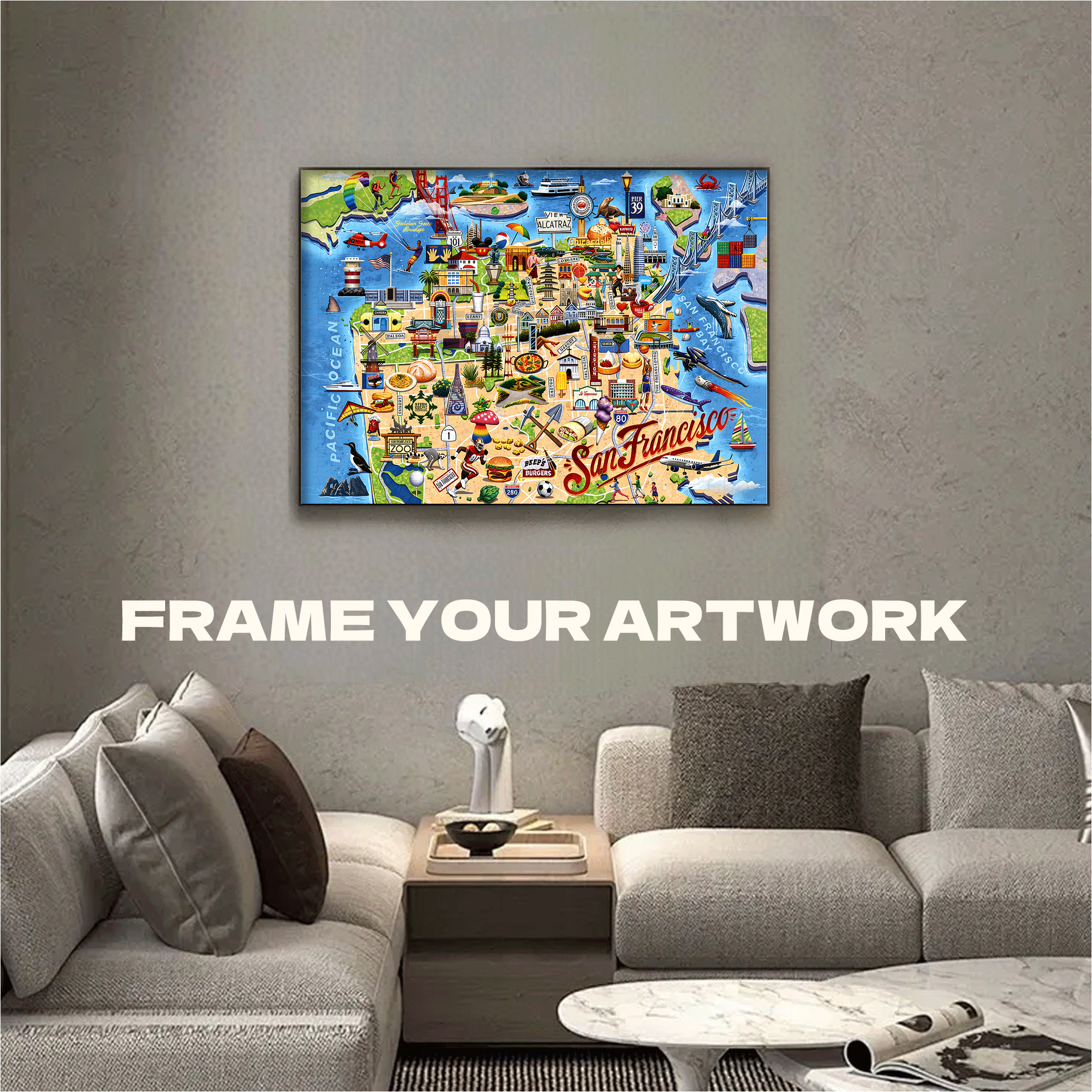 San Francisco Bay 500pcs/1000pcs Jigsaw Puzzle, Scratch-Resistant, Interactive Family Game & Brain-Boosting DIY Decor, Perfect for Halloween, Christmas & New Year Gifts, Family Puzzle Game