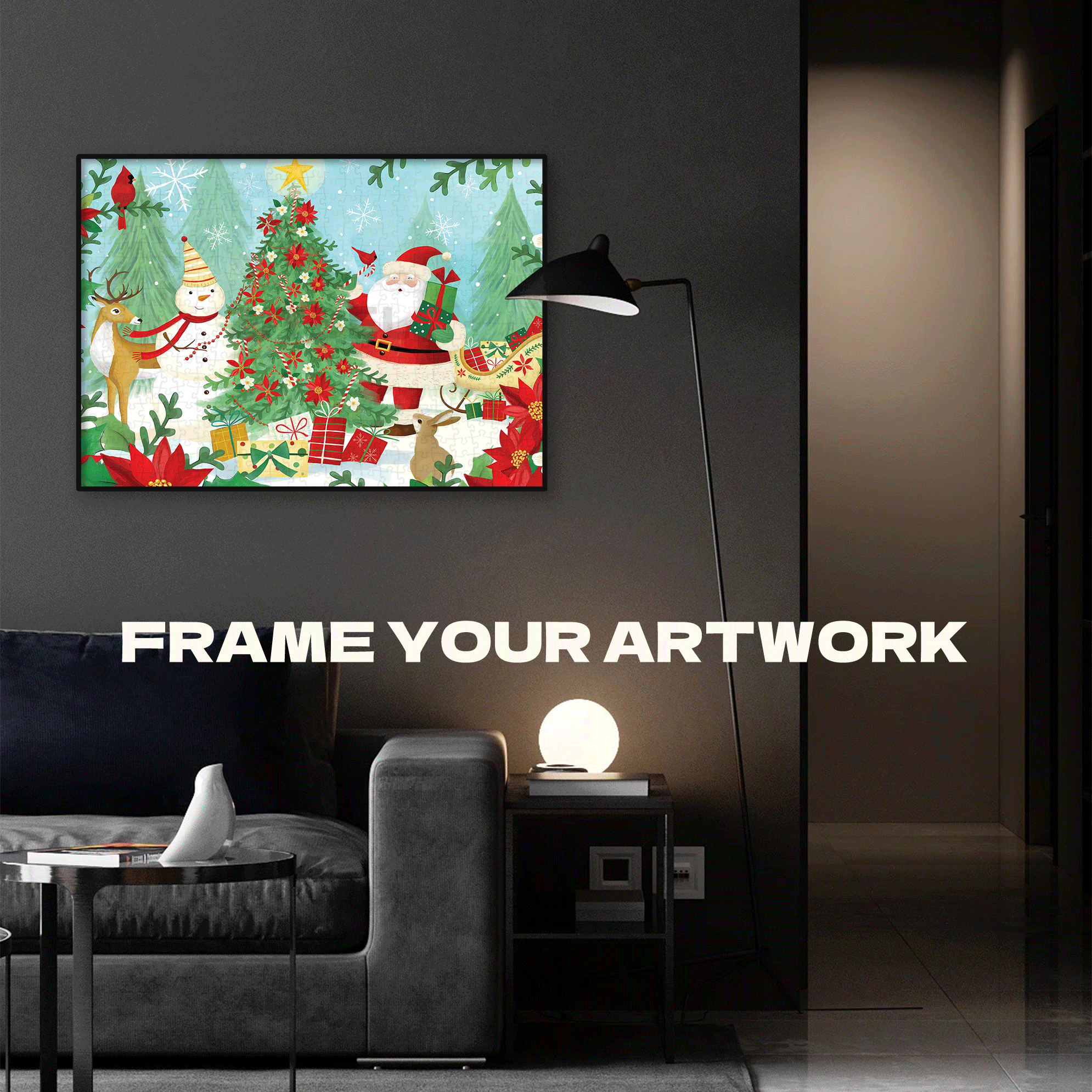 Santa Decorates The Tree 500pcs/1000pcs Jigsaw Puzzle, Scratch-Resistant, Interactive Family Game & Brain-Boosting DIY Decor, Perfect for Halloween, Christmas & New Year Gifts, Family Puzzle Game