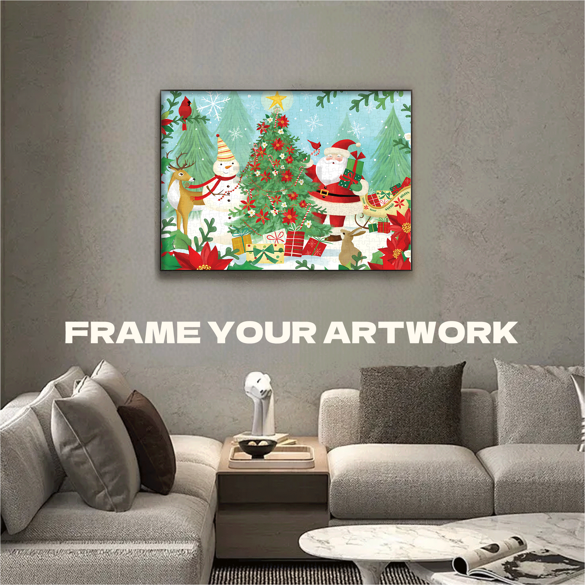Santa Decorates The Tree 500pcs/1000pcs Jigsaw Puzzle, Scratch-Resistant, Interactive Family Game & Brain-Boosting DIY Decor, Perfect for Halloween, Christmas & New Year Gifts, Family Puzzle Game