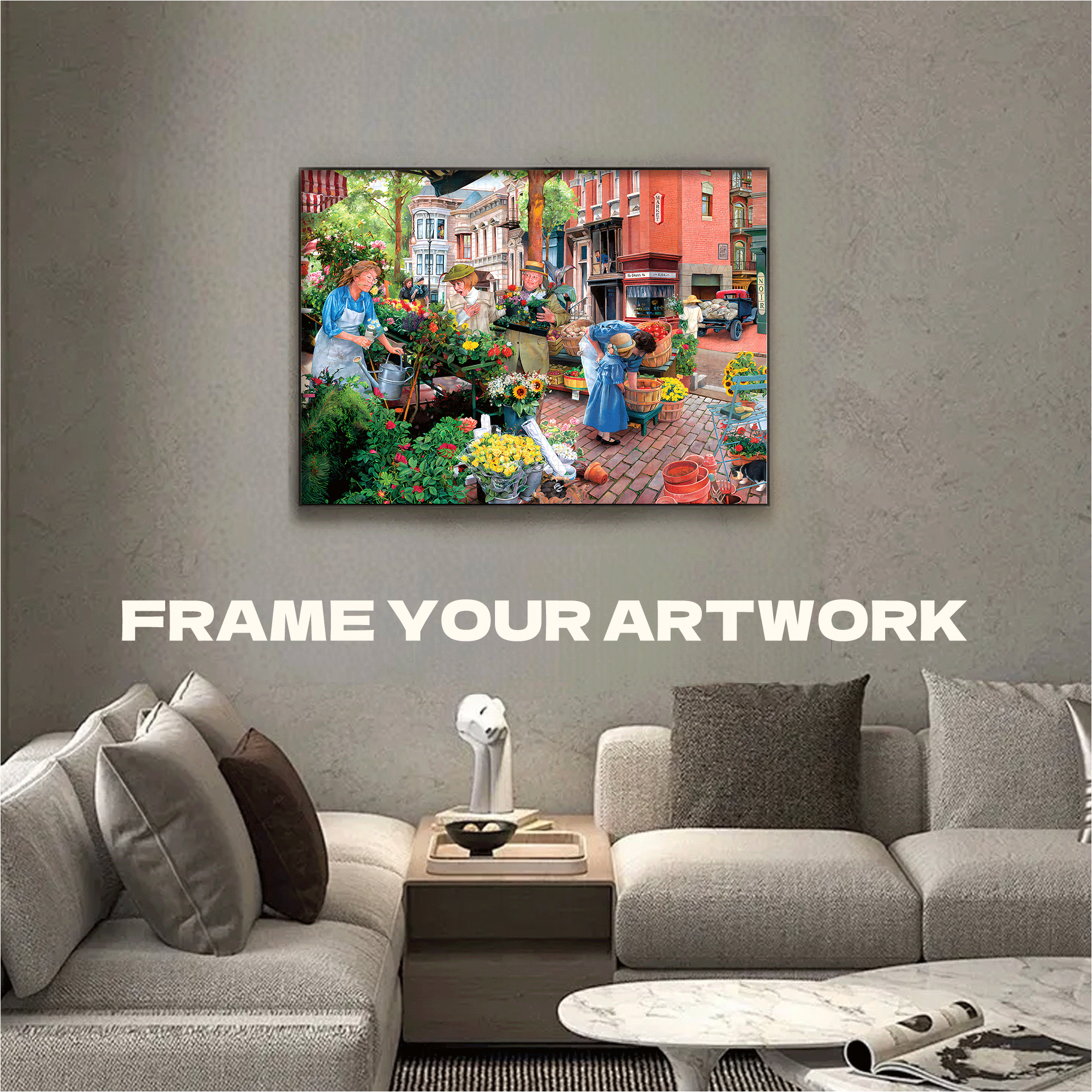 Sidewalk Flower Sale 500pcs/1000pcs Jigsaw Puzzle, Scratch-Resistant, Interactive Family Game & Brain-Boosting DIY Decor, Perfect for Halloween, Christmas & New Year Gifts, Family Puzzle Game