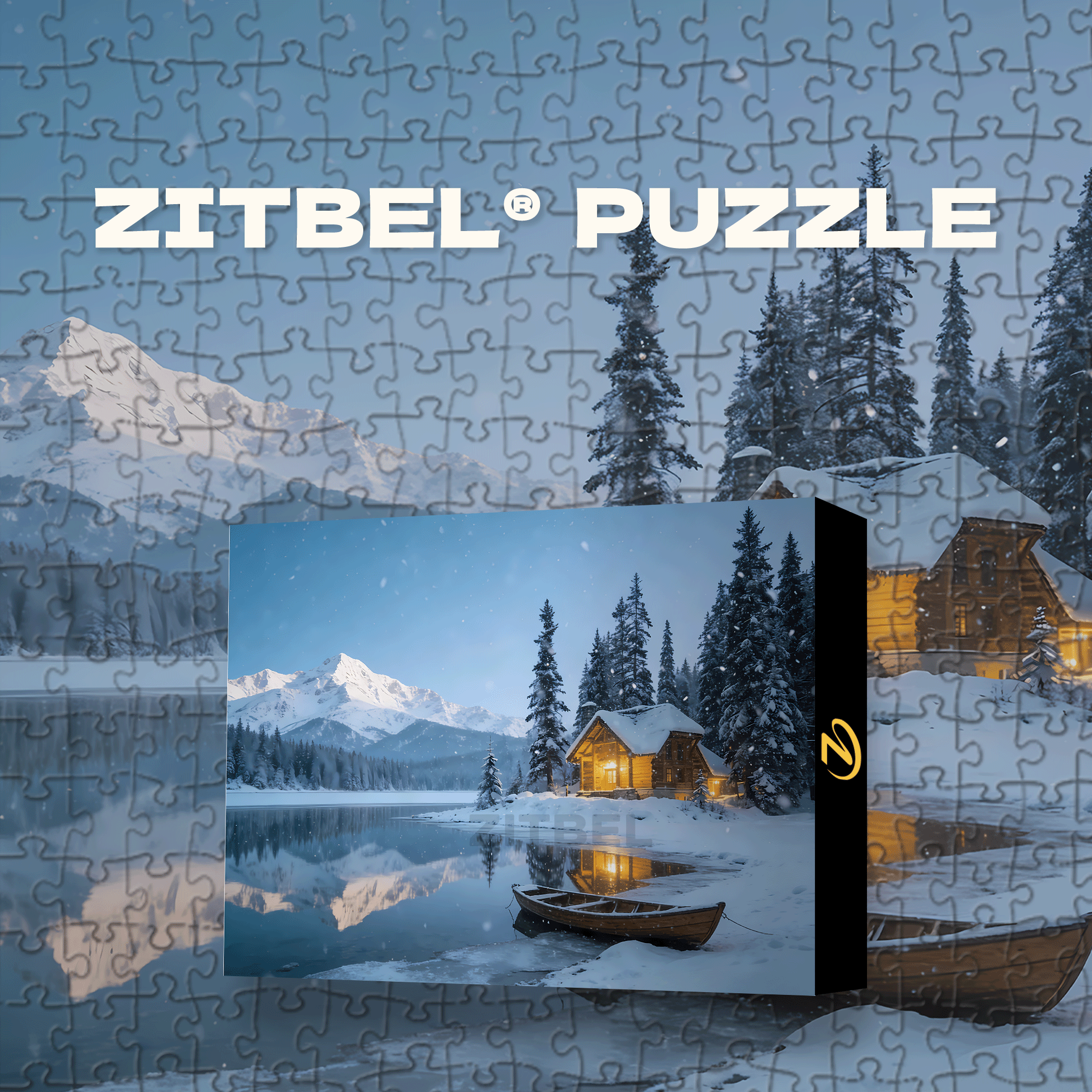 Snowy Cabin By The Lake 500pcs/1000pcs Jigsaw Puzzle, Scratch-Resistant, Interactive Family Game & Brain-Boosting DIY Decor, Perfect for Halloween, Christmas & New Year Gifts, Family Puzzle Game