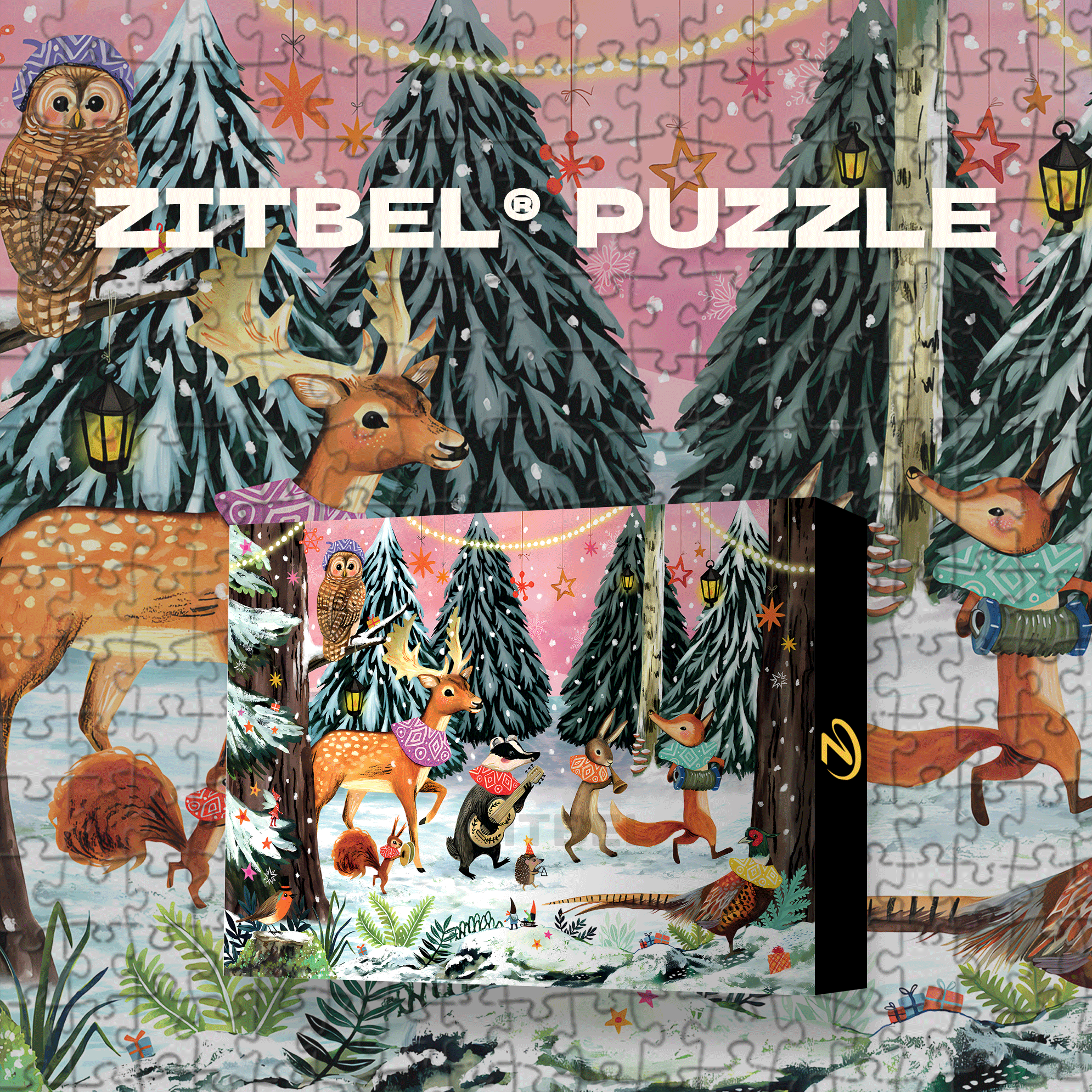 Holiday Woodland Parade 500pcs/1000pcs Jigsaw Puzzle, Scratch-Resistant, Interactive Family Game & Brain-Boosting DIY Decor, Perfect for Halloween, Christmas & New Year Gifts, Family Puzzle Game