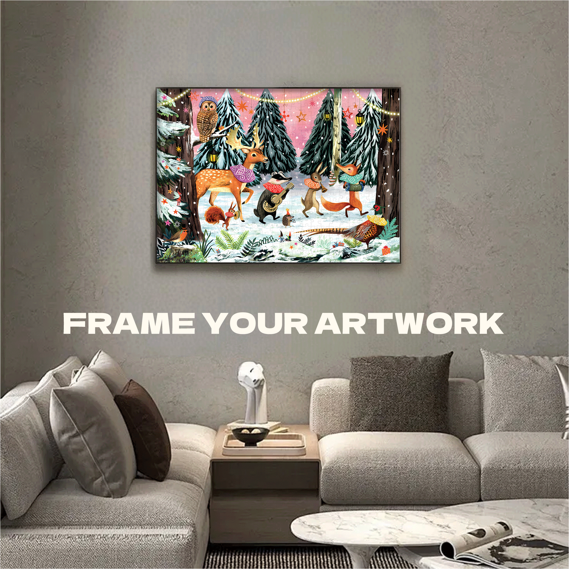 Holiday Woodland Parade 500pcs/1000pcs Jigsaw Puzzle, Scratch-Resistant, Interactive Family Game & Brain-Boosting DIY Decor, Perfect for Halloween, Christmas & New Year Gifts, Family Puzzle Game