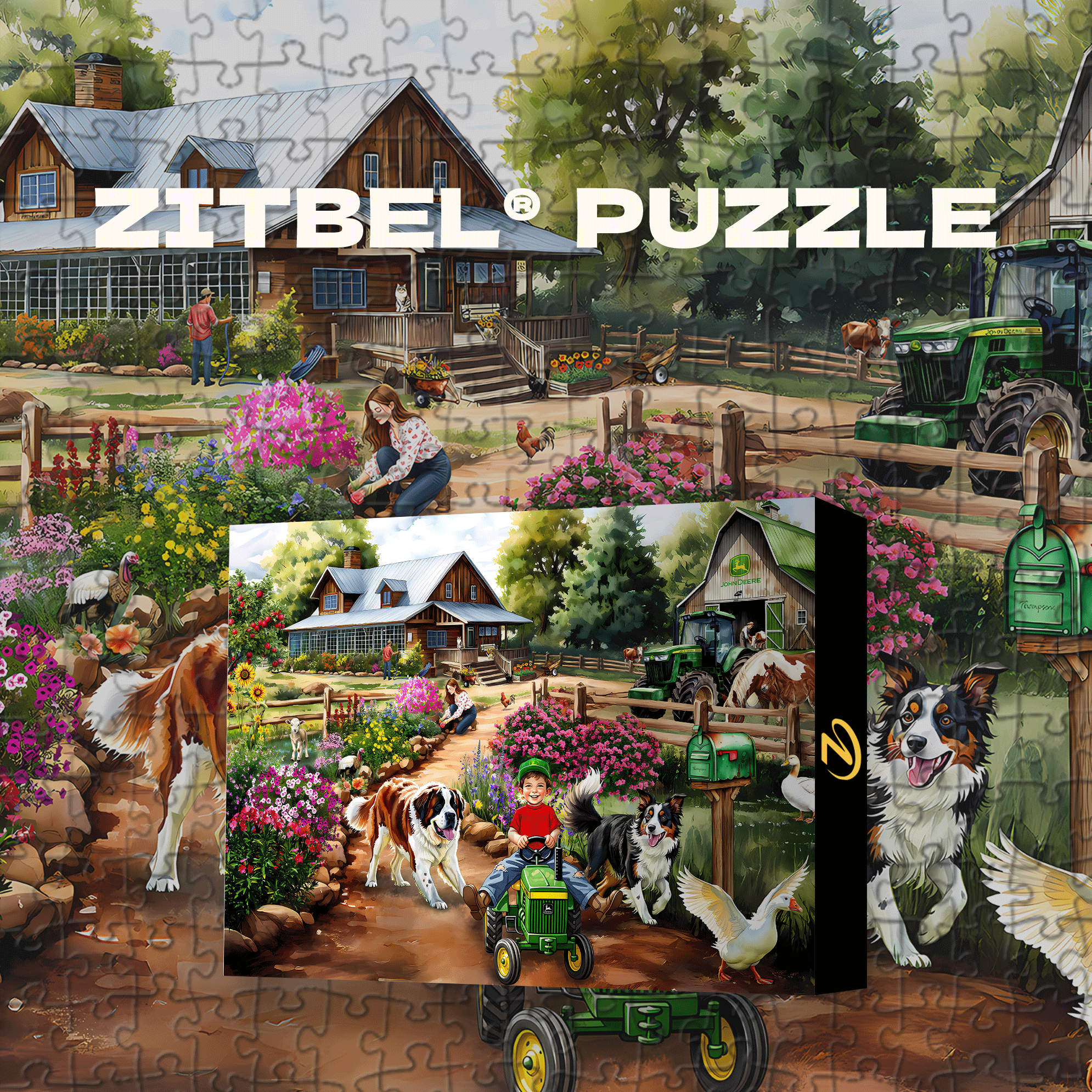 John Deere Life On The Farm 500pcs/1000pcs Jigsaw Puzzle, Scratch-Resistant, Interactive Family Game & Brain-Boosting DIY Decor, Perfect for Halloween, Christmas & New Year Gifts, Family Puzzle Game