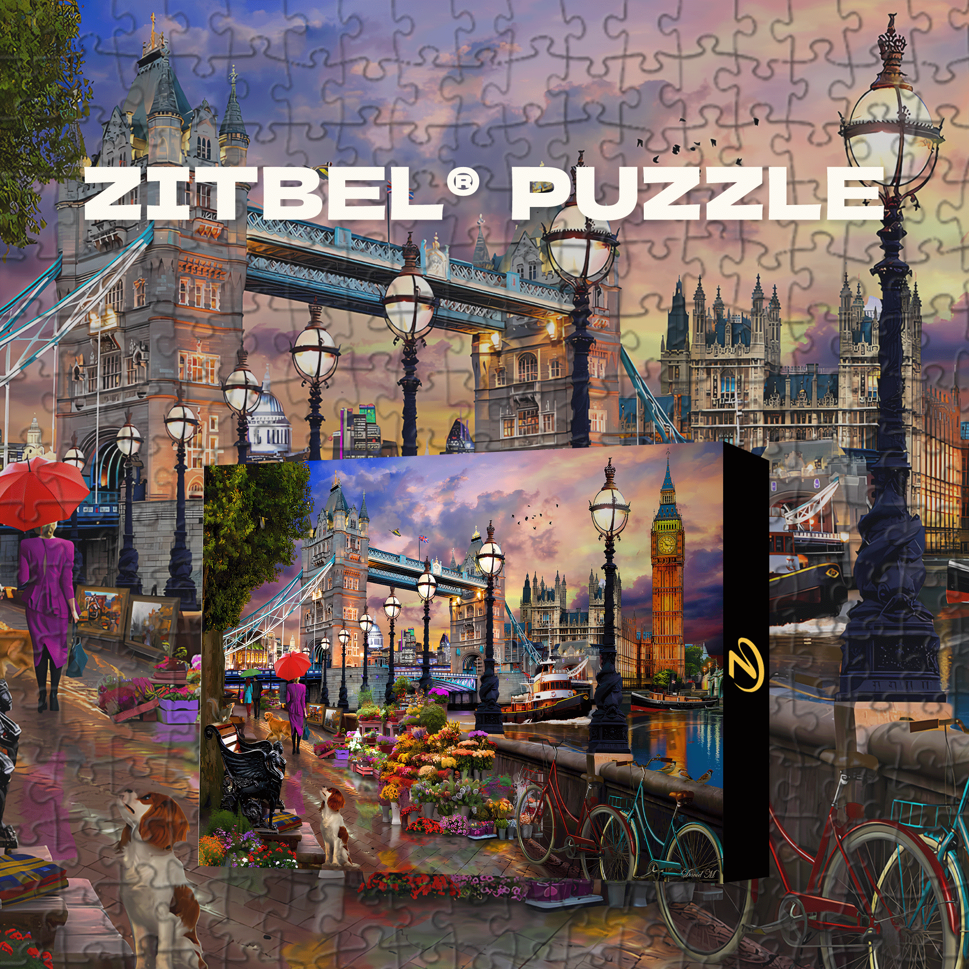 London Promenade 500pcs/1000pcs Jigsaw Puzzle, Scratch-Resistant, Interactive Family Game & Brain-Boosting DIY Decor, Perfect for Halloween, Christmas & New Year Gifts, Family Puzzle Game