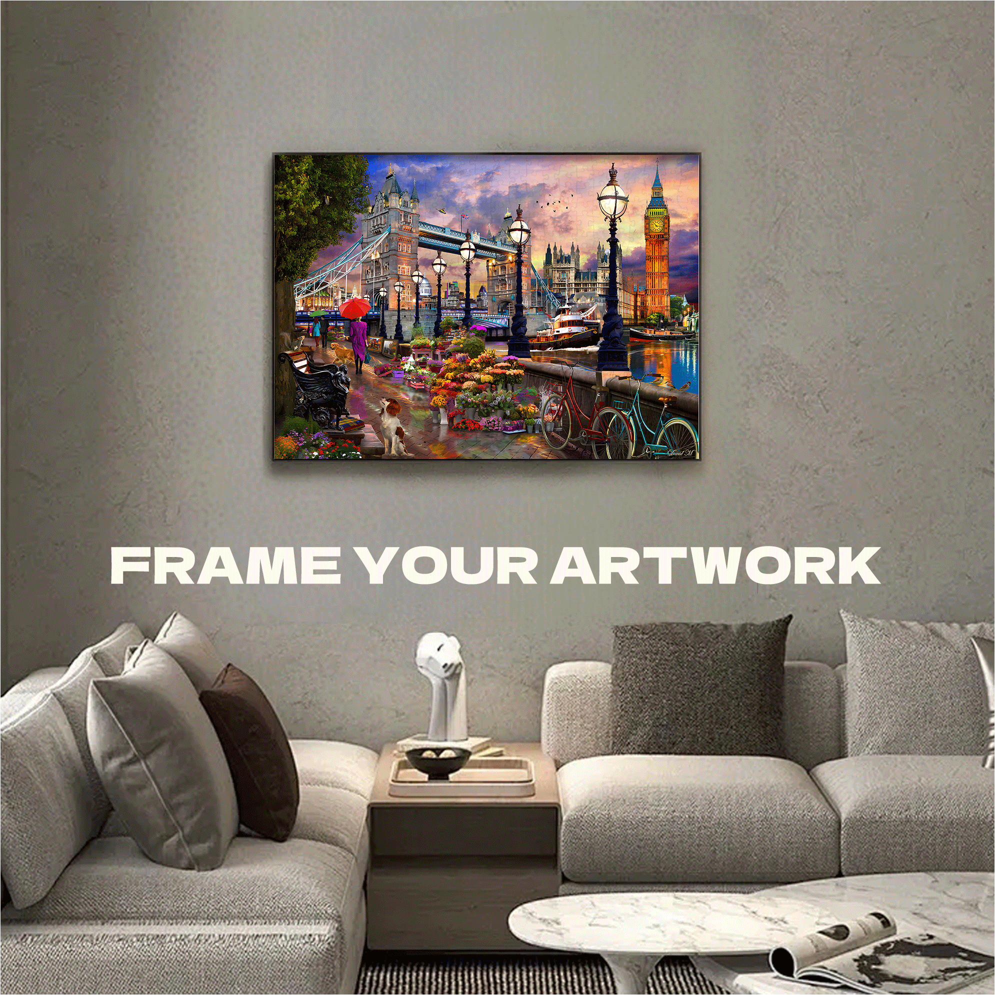 London Promenade 500pcs/1000pcs Jigsaw Puzzle, Scratch-Resistant, Interactive Family Game & Brain-Boosting DIY Decor, Perfect for Halloween, Christmas & New Year Gifts, Family Puzzle Game