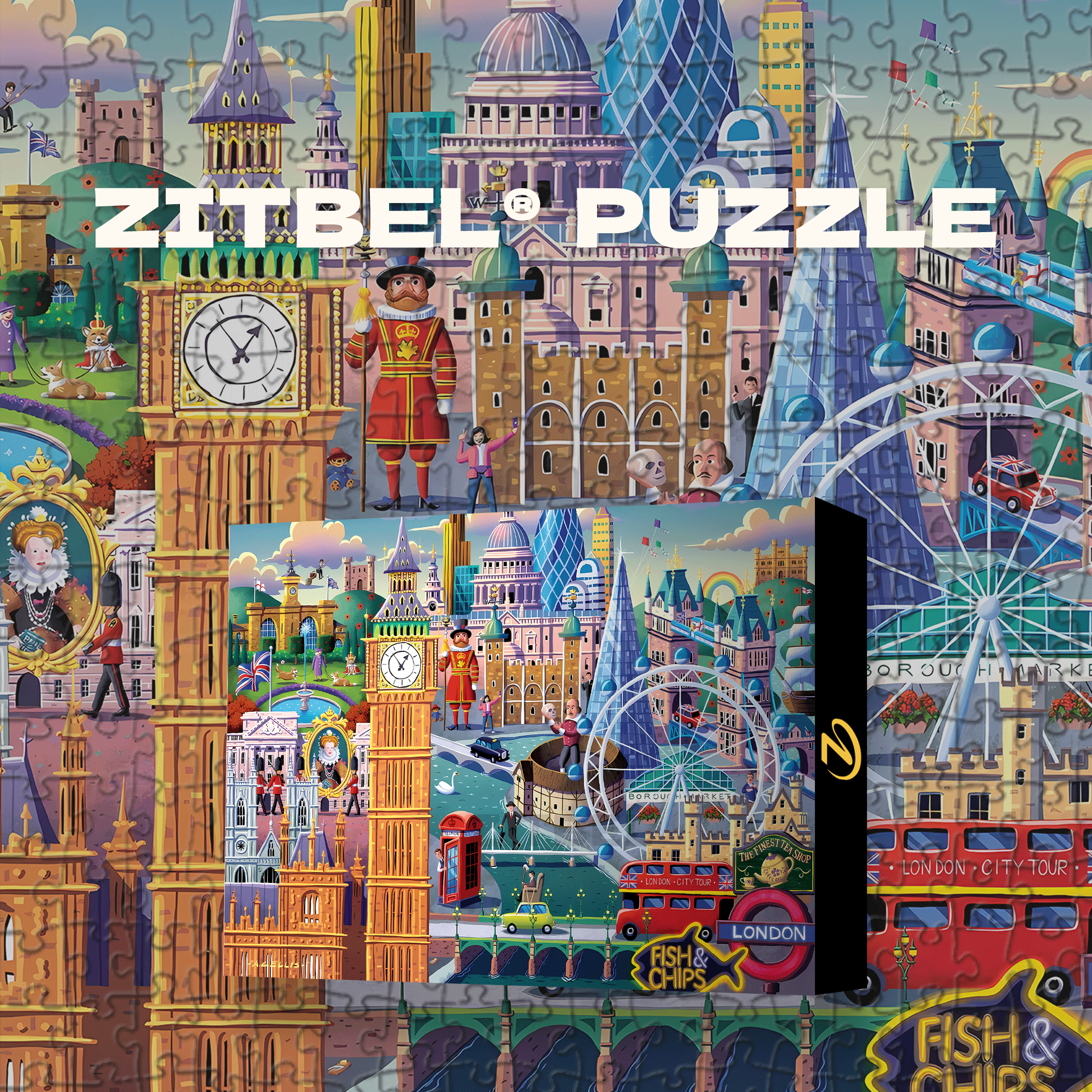 London 500pcs/1000pcs Jigsaw Puzzle, Scratch-Resistant, Interactive Family Game & Brain-Boosting DIY Decor, Perfect for Halloween, Christmas & New Year Gifts, Family Puzzle Game