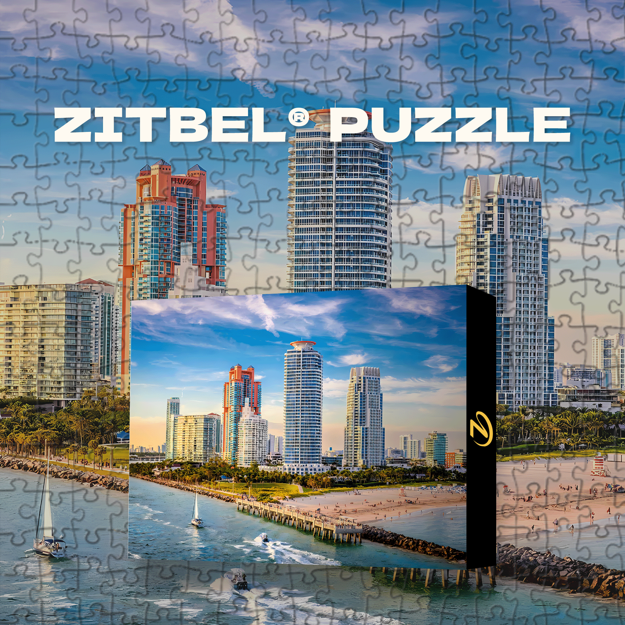 Miami South Beach 500pcs/1000pcs Jigsaw Puzzle, Scratch-Resistant, Interactive Family Game & Brain-Boosting DIY Decor, Perfect for Halloween, Christmas & New Year Gifts, Family Puzzle Game