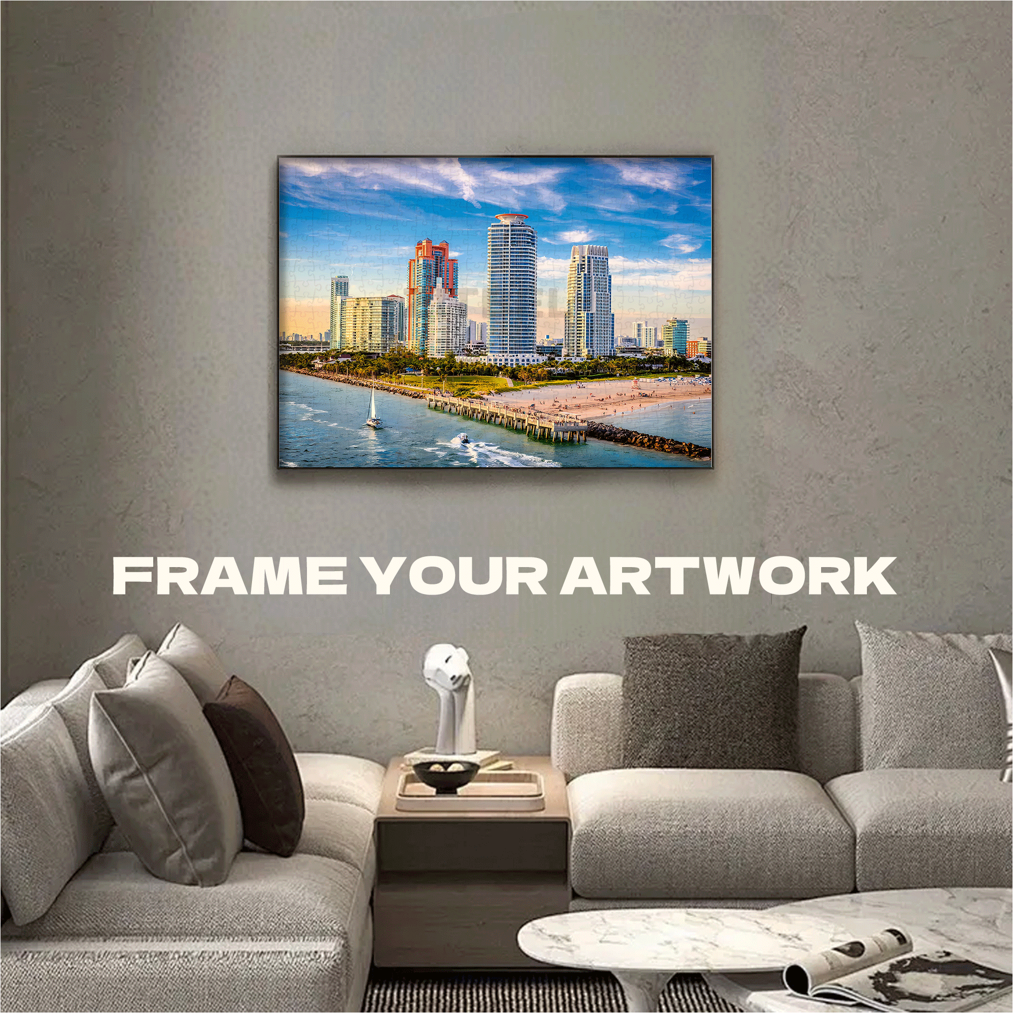 Miami South Beach 500pcs/1000pcs Jigsaw Puzzle, Scratch-Resistant, Interactive Family Game & Brain-Boosting DIY Decor, Perfect for Halloween, Christmas & New Year Gifts, Family Puzzle Game