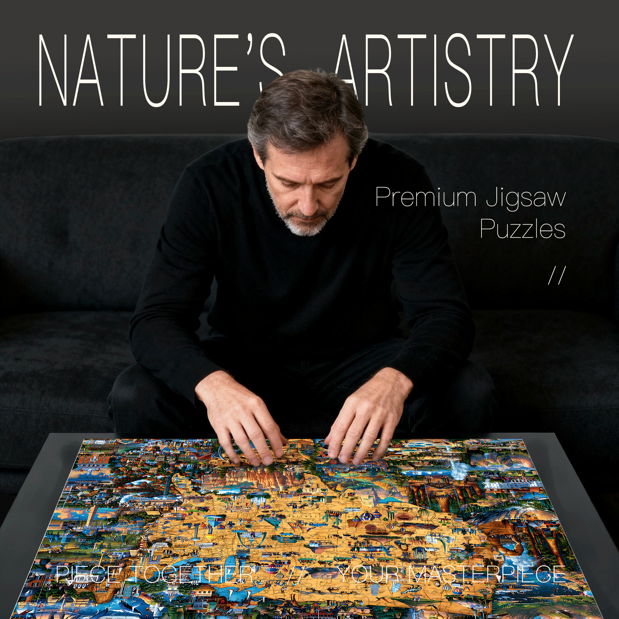 National Parks Map 500pcs/1000pcs Jigsaw Puzzle, Scratch-Resistant, Interactive Family Game & Brain-Boosting DIY Decor, Perfect for Halloween, Christmas & New Year Gifts, Family Puzzle Game