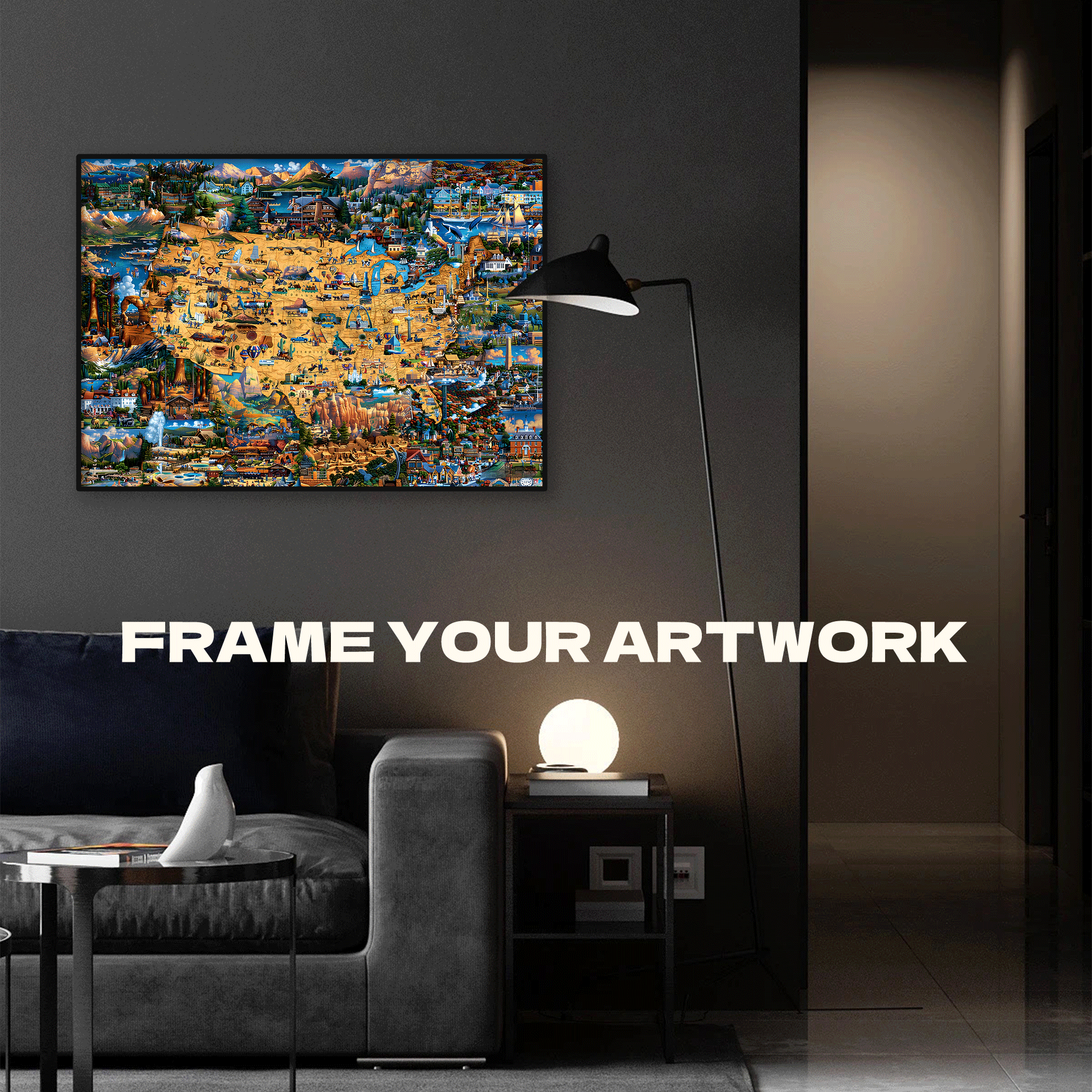 National Parks Map 500pcs/1000pcs Jigsaw Puzzle, Scratch-Resistant, Interactive Family Game & Brain-Boosting DIY Decor, Perfect for Halloween, Christmas & New Year Gifts, Family Puzzle Game