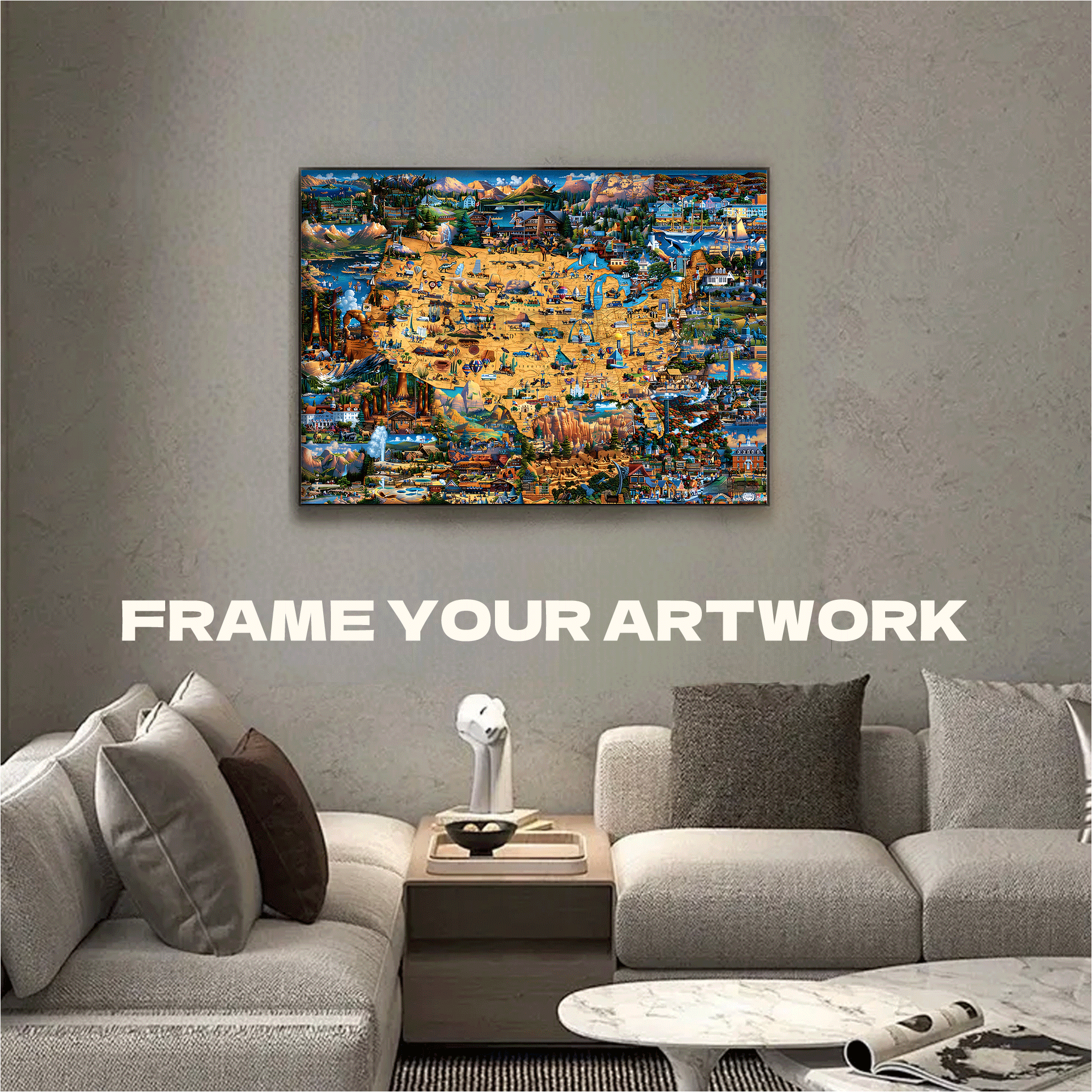 National Parks Map 500pcs/1000pcs Jigsaw Puzzle, Scratch-Resistant, Interactive Family Game & Brain-Boosting DIY Decor, Perfect for Halloween, Christmas & New Year Gifts, Family Puzzle Game