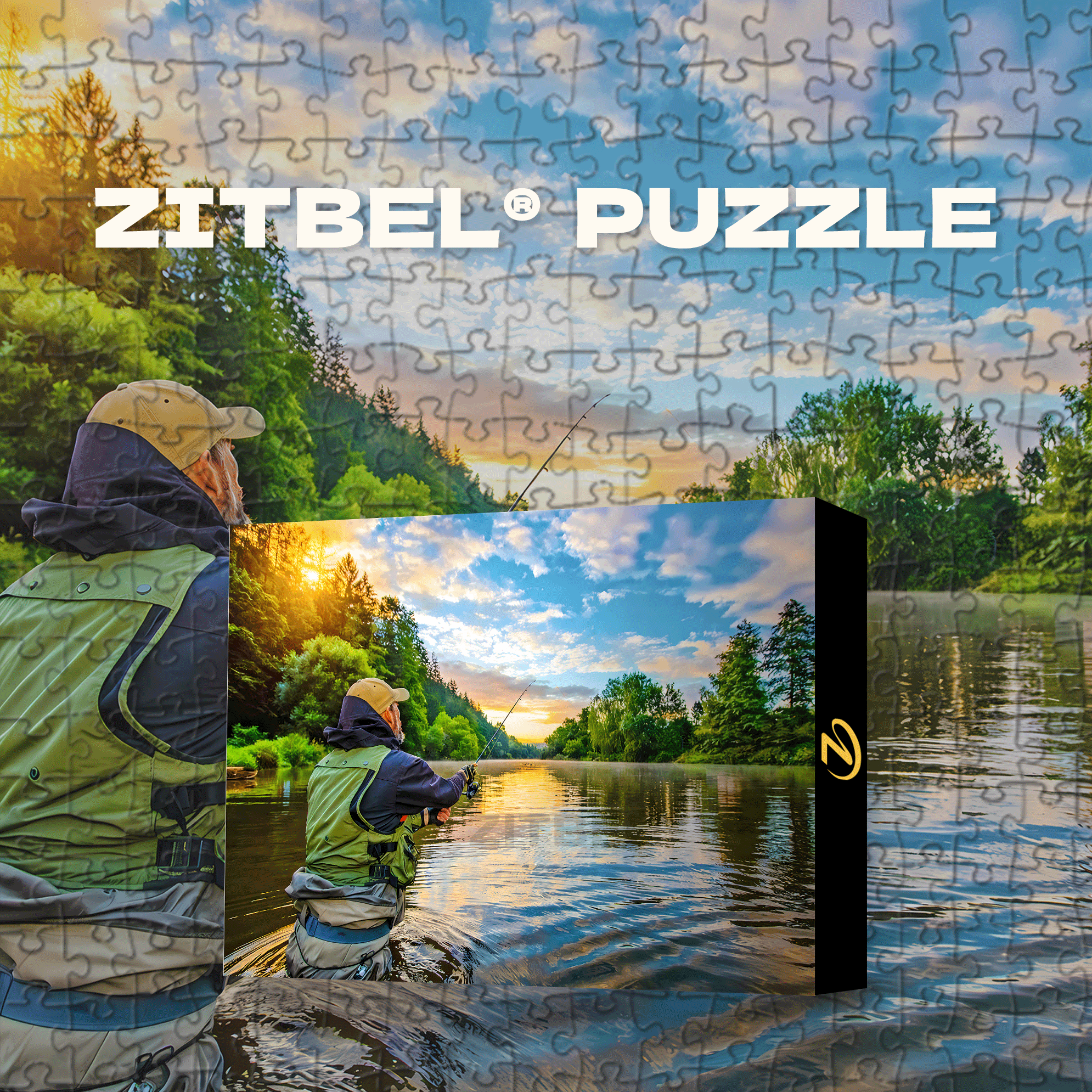 Nature Fisherman At Sunrise 500pcs/1000pcs Jigsaw Puzzle, Scratch-Resistant, Interactive Family Game & Brain-Boosting DIY Decor, Perfect for Halloween, Christmas & New Year Gifts, Family Puzzle Game