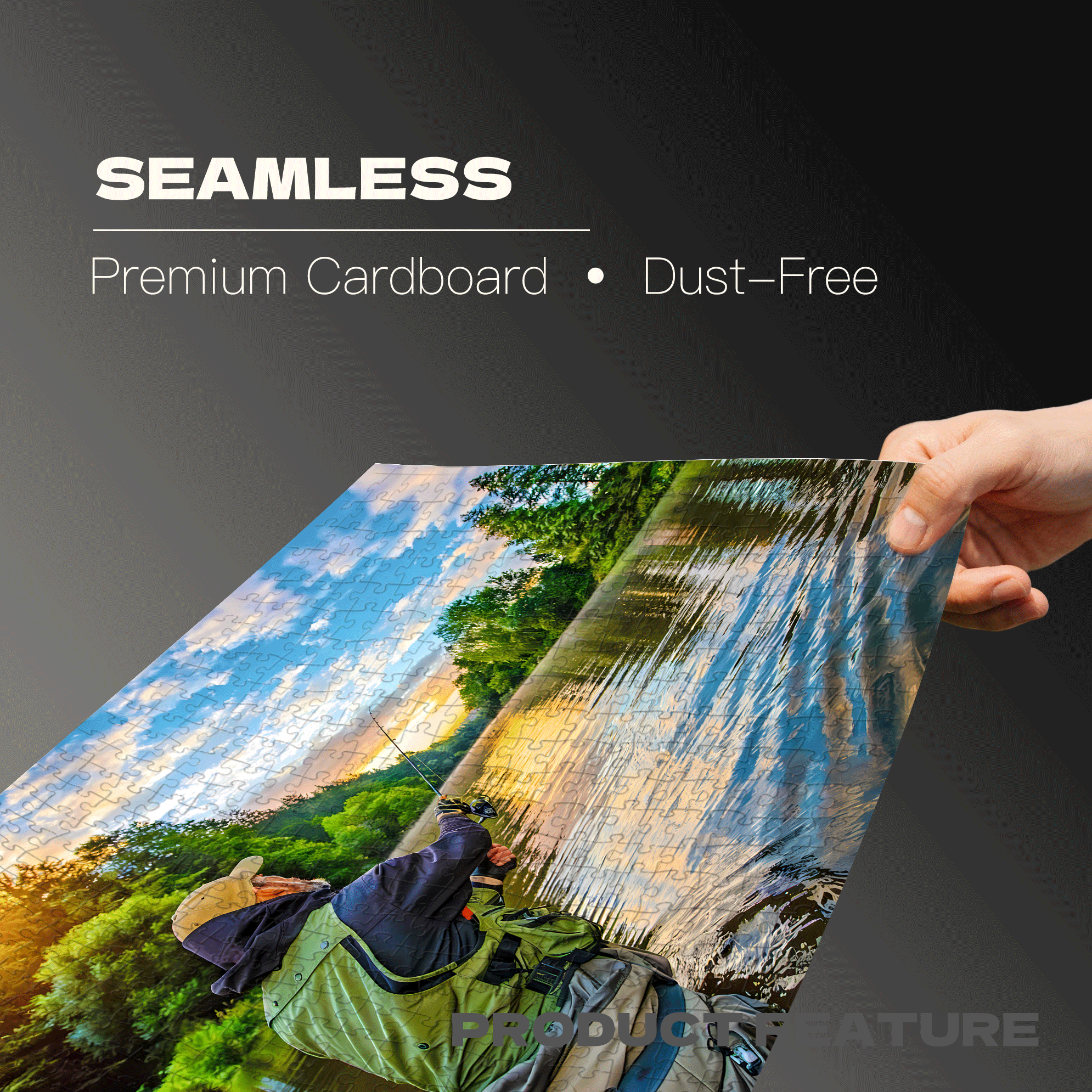 Nature Fisherman At Sunrise 500pcs/1000pcs Jigsaw Puzzle, Scratch-Resistant, Interactive Family Game & Brain-Boosting DIY Decor, Perfect for Halloween, Christmas & New Year Gifts, Family Puzzle Game