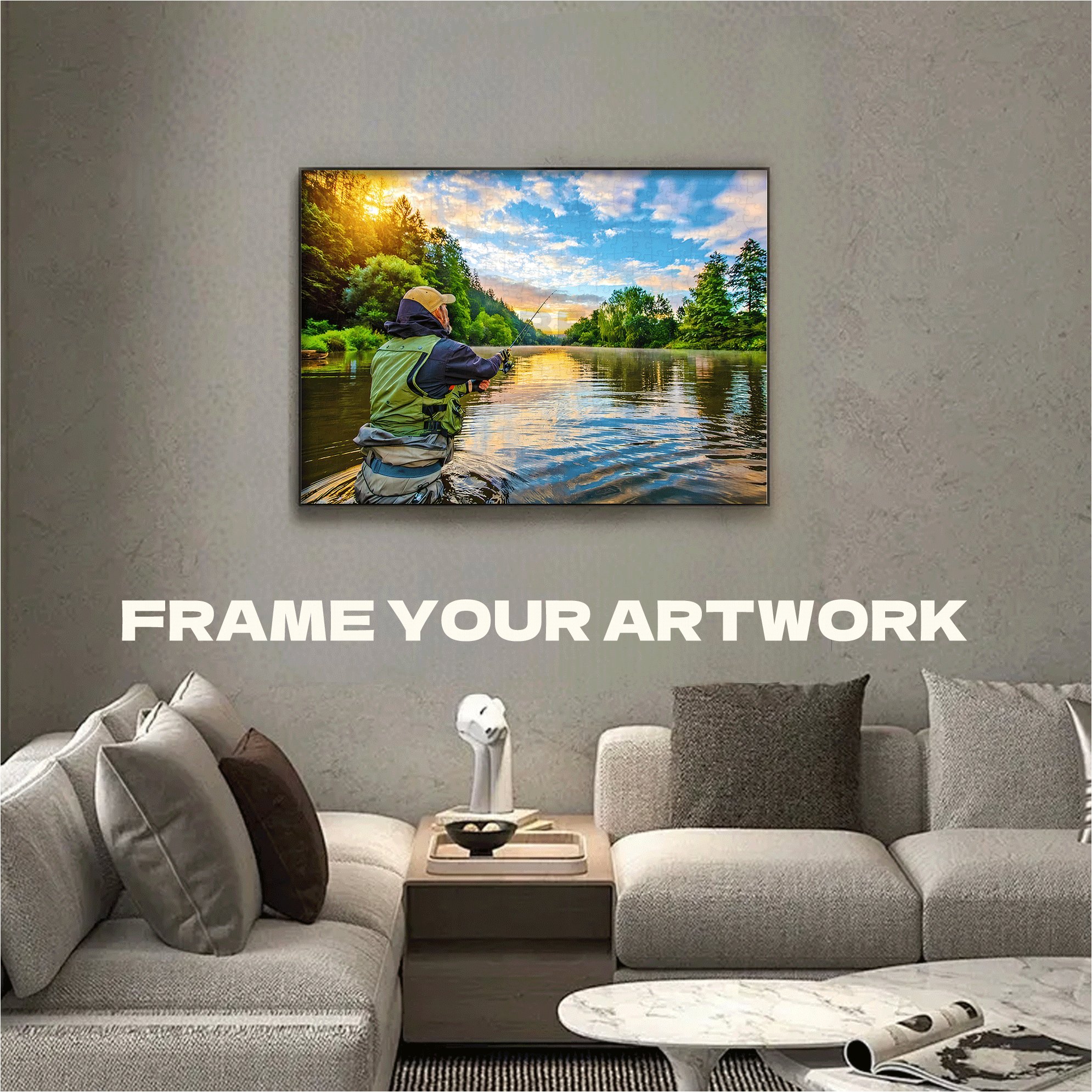 Nature Fisherman At Sunrise 500pcs/1000pcs Jigsaw Puzzle, Scratch-Resistant, Interactive Family Game & Brain-Boosting DIY Decor, Perfect for Halloween, Christmas & New Year Gifts, Family Puzzle Game