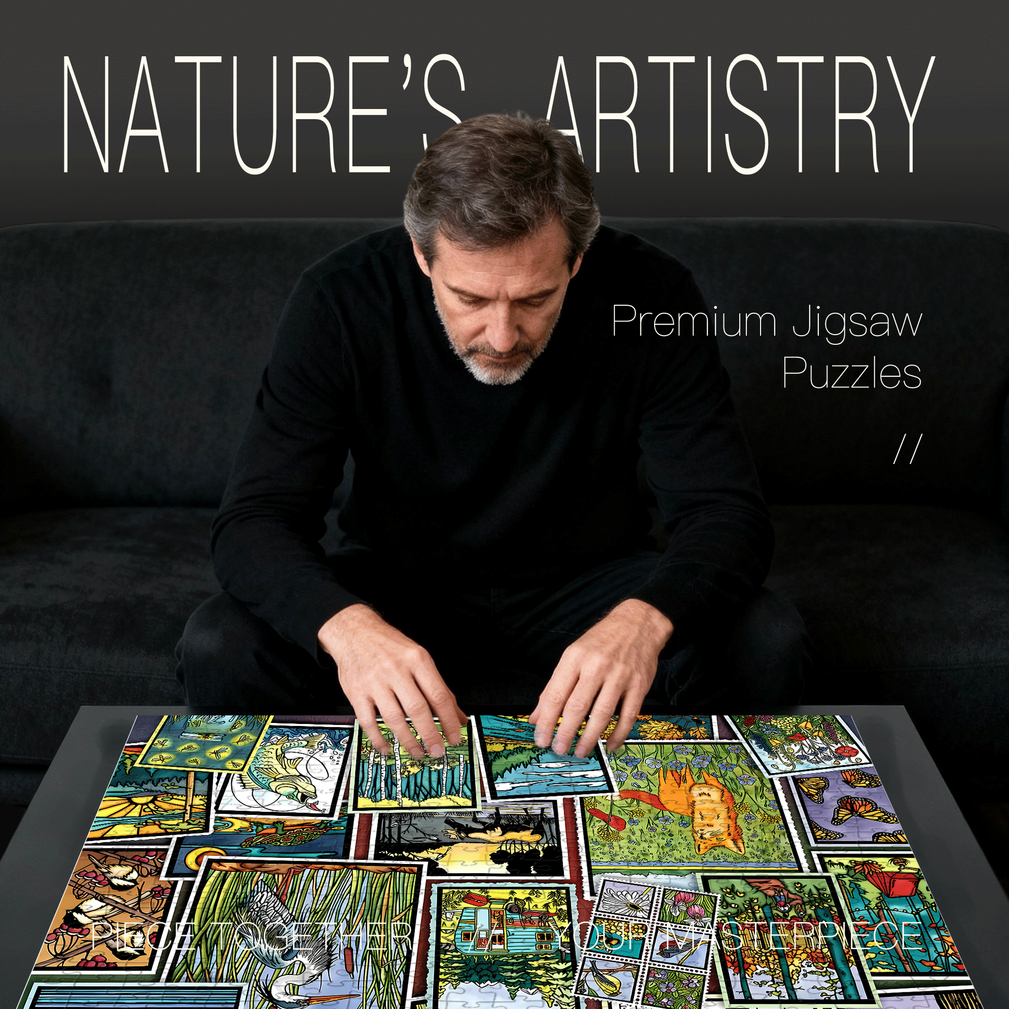Nature's Notes 500pcs/1000pcs Jigsaw Puzzle, Scratch-Resistant, Interactive Family Game & Brain-Boosting DIY Decor, Perfect for Halloween, Christmas & New Year Gifts, Family Puzzle Game