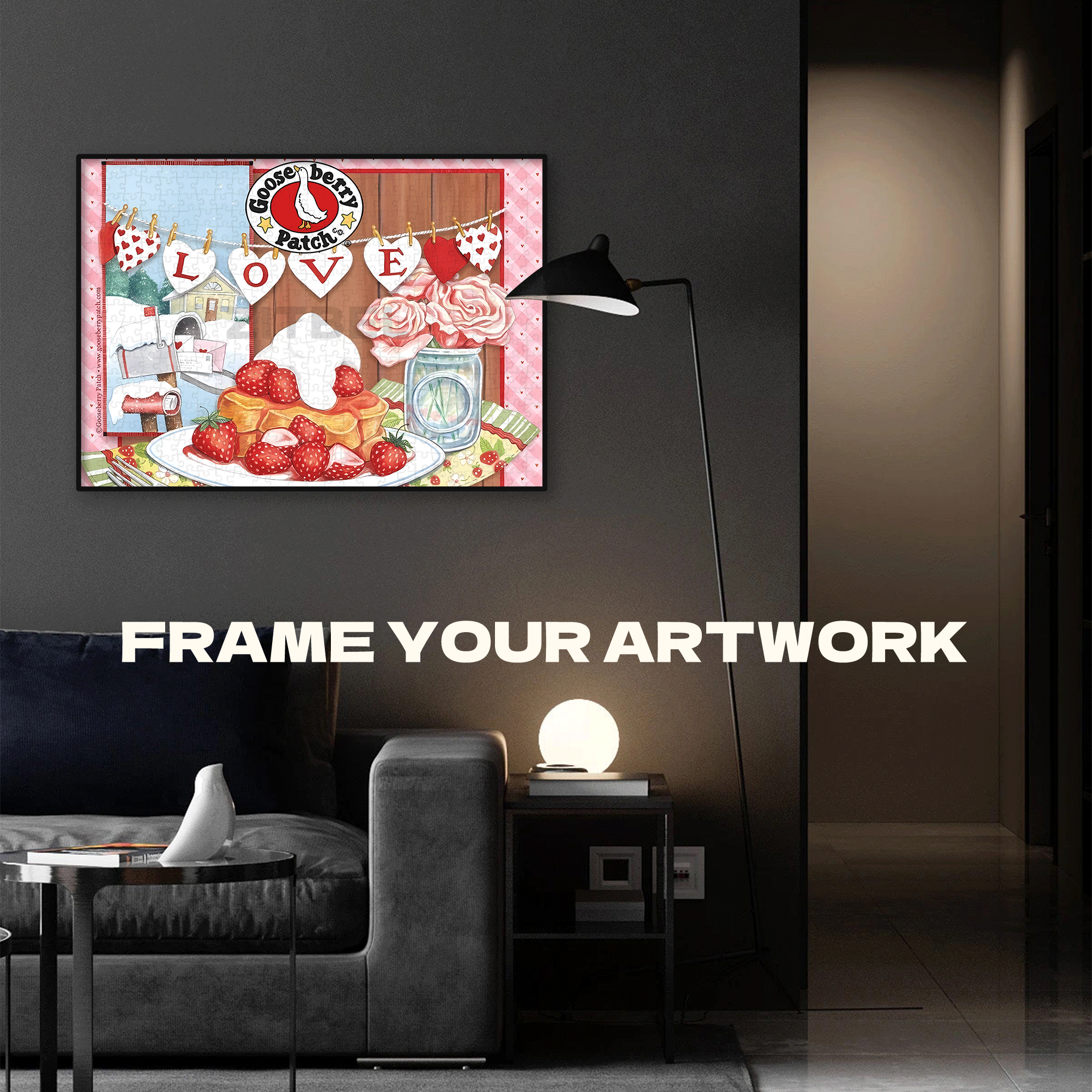 Strawberry Sweet Love on Valentine's Day 500pcs/1000pcs Jigsaw Puzzle, Scratch-Resistant, Interactive Family Game & Brain-Boosting DIY Decor, Perfect for Halloween, Christmas & New Year Gifts, Family Puzzle Game