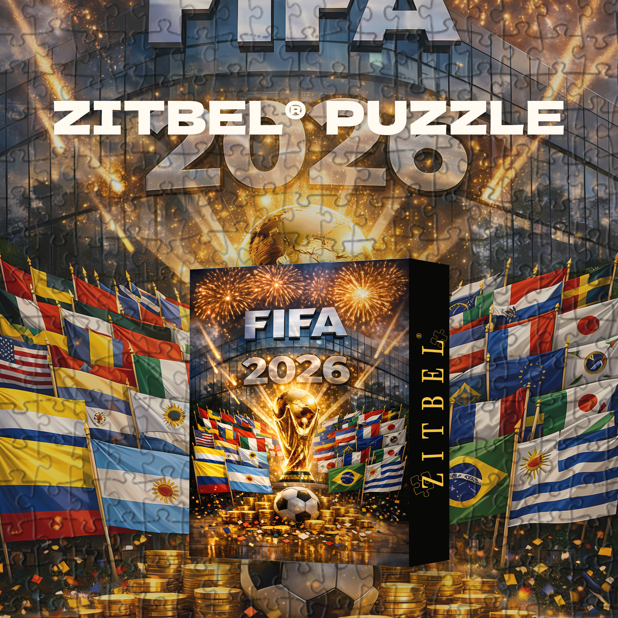2026 FIFA World Cup 500pcs/1000pcs Jigsaw Puzzle, Scratch-Resistant, Interactive Family Game & Brain-Boosting DIY Decor, Perfect for Halloween, Christmas & New Year Gifts, Family Puzzle Game
