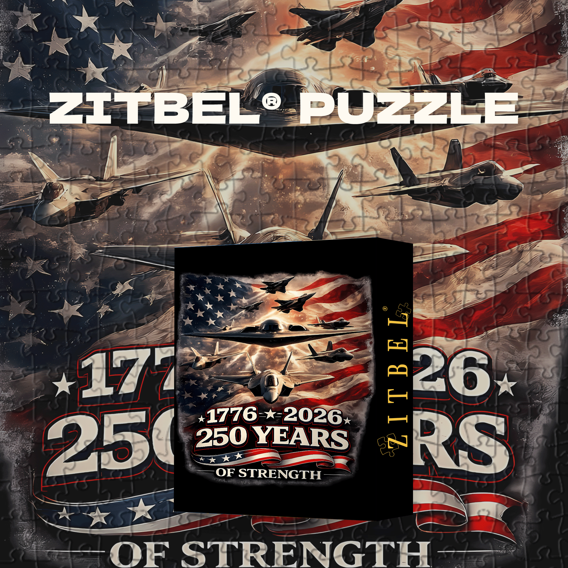 250 Years Of Strength 1776 - 2026 500pcs/1000pcs Jigsaw Puzzle, Scratch-Resistant, Interactive Family Game & Brain-Boosting DIY Decor, Perfect for Halloween, Christmas & New Year Gifts, Family Puzzle Game
