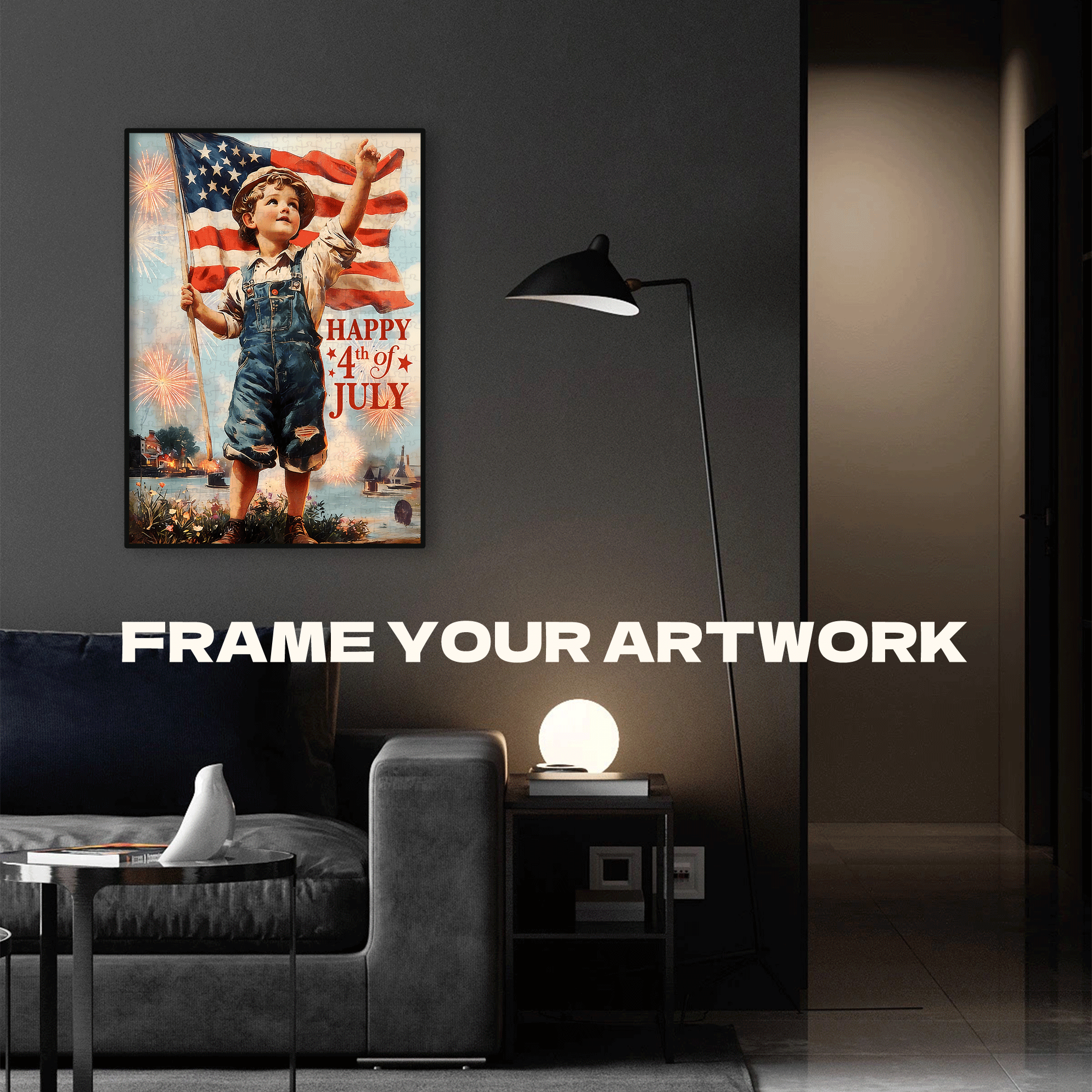 A Child With The Stars And Stripes On The 4th of July 500pcs/1000pcs Jigsaw Puzzle, Scratch-Resistant, Interactive Family Game & Brain-Boosting DIY Decor, Perfect for Halloween, Christmas & New Year Gifts, Family Puzzle Game