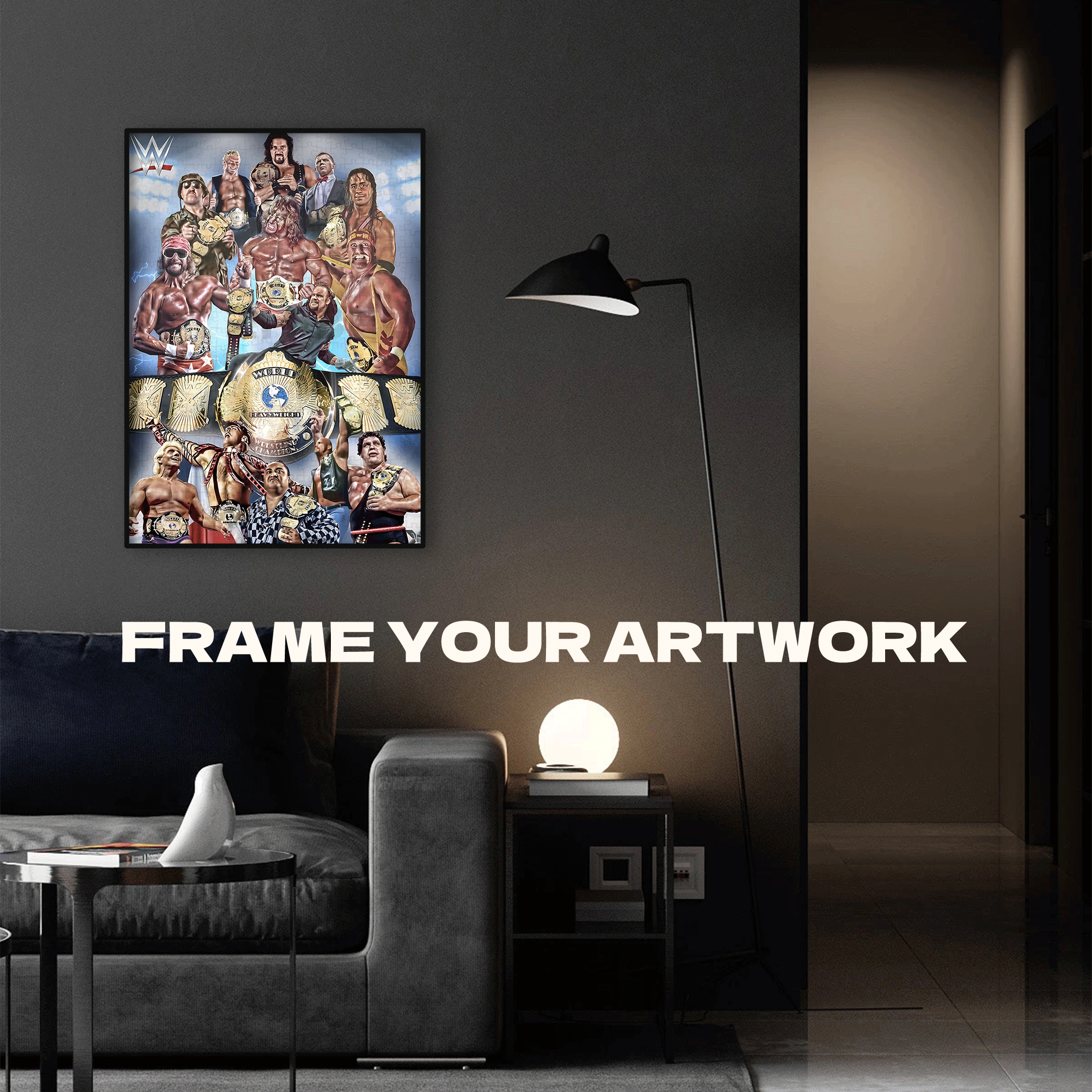 A Collection Of WWE Legendary Champions 500pcs/1000pcs Jigsaw Puzzle, Scratch-Resistant, Interactive Family Game & Brain-Boosting DIY Decor, Perfect for Halloween, Christmas & New Year Gifts, Family Puzzle Game