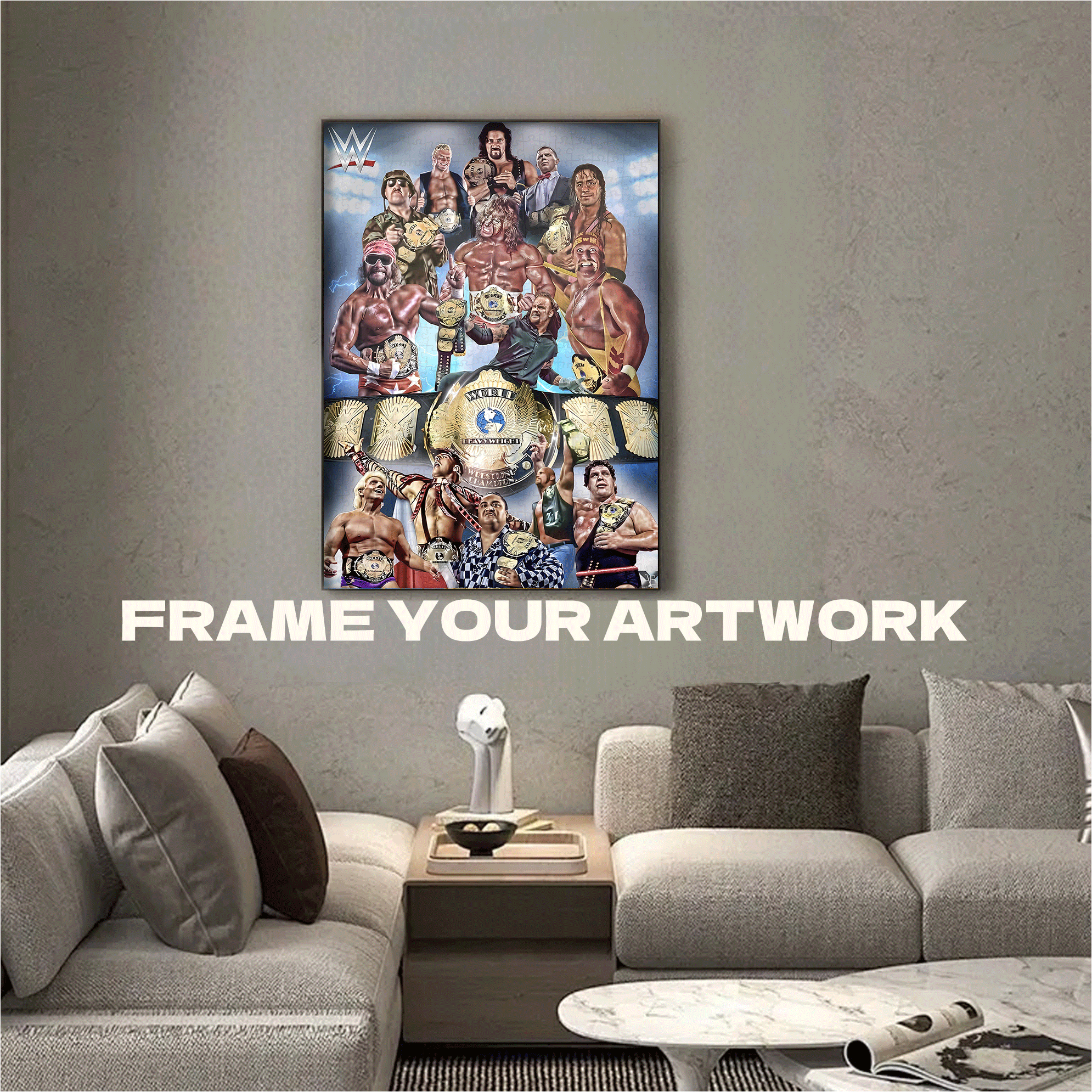 A Collection Of WWE Legendary Champions 500pcs/1000pcs Jigsaw Puzzle, Scratch-Resistant, Interactive Family Game & Brain-Boosting DIY Decor, Perfect for Halloween, Christmas & New Year Gifts, Family Puzzle Game