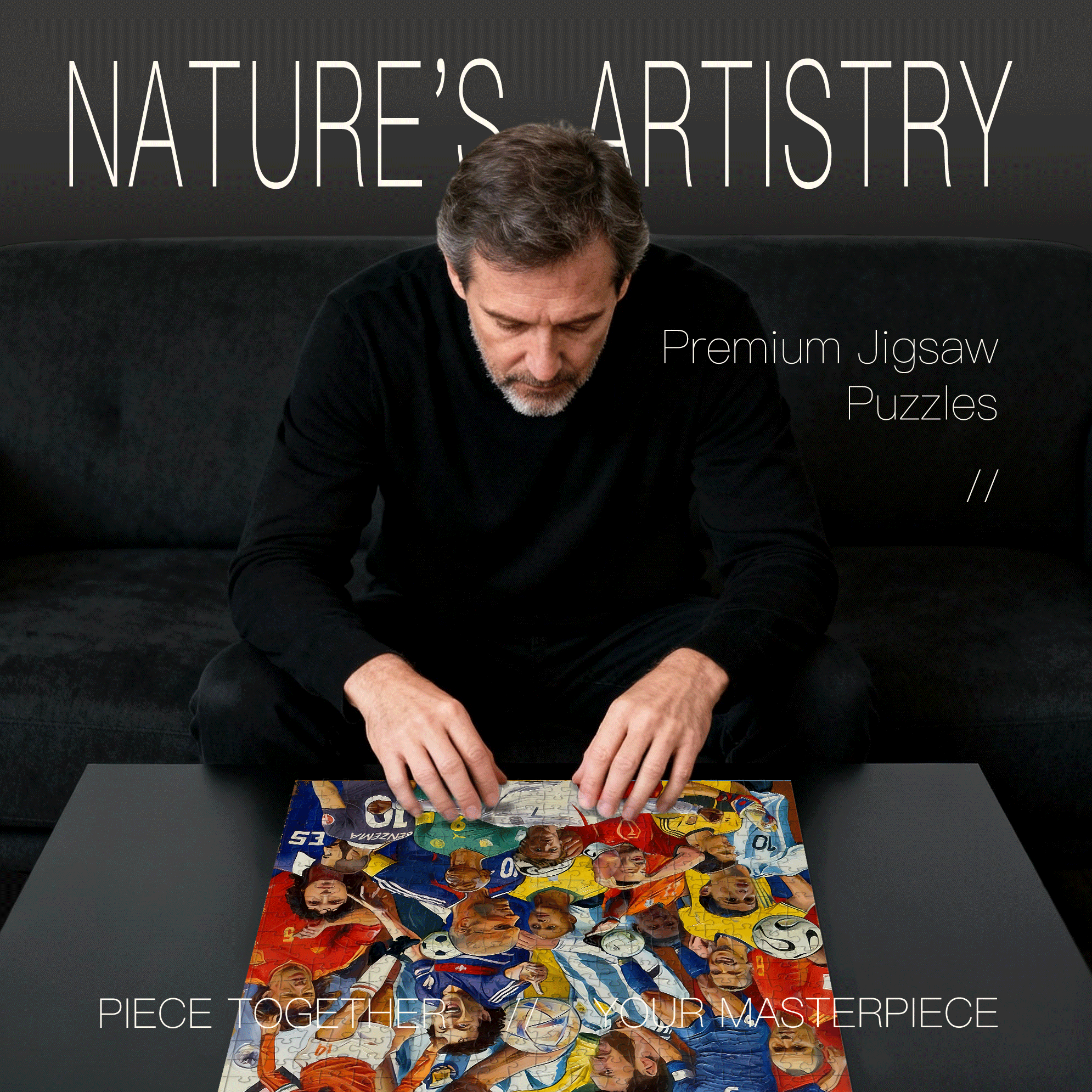 A Portrait Of Football Legends 500pcs/1000pcs Jigsaw Puzzle, Scratch-Resistant, Interactive Family Game & Brain-Boosting DIY Decor, Perfect for Halloween, Christmas & New Year Gifts, Family Puzzle Game
