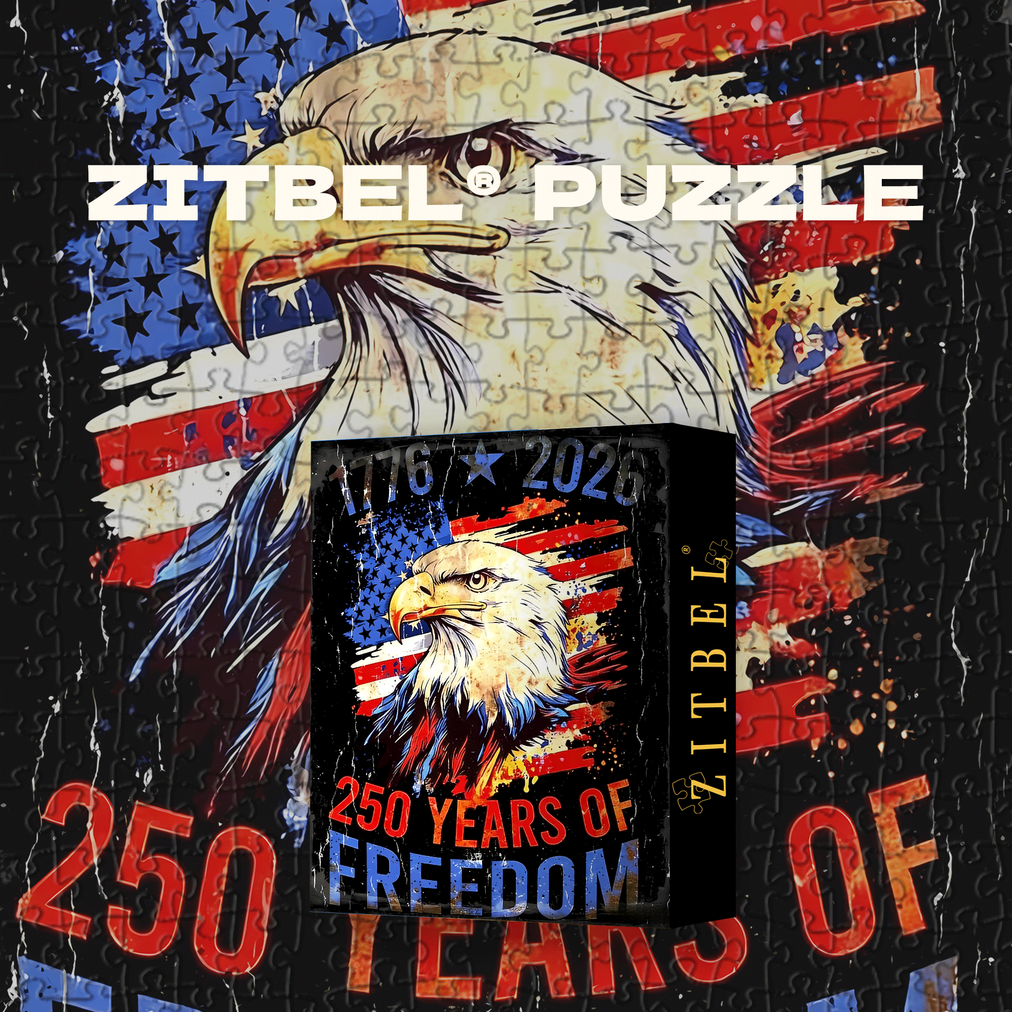 America 250 Years Of American Independence 1776-2026 500pcs/1000pcs Jigsaw Puzzle, Scratch-Resistant, Interactive Family Game & Brain-Boosting DIY Decor, Perfect for Halloween, Christmas & New Year Gifts, Family Puzzle Game