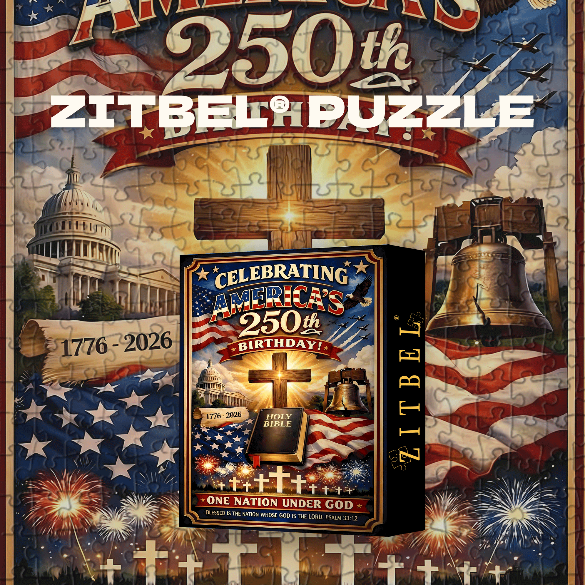 Celebrating 250th Birthday America 500pcs/1000pcs Jigsaw Puzzle, Scratch-Resistant, Interactive Family Game & Brain-Boosting DIY Decor, Perfect for Halloween, Christmas & New Year Gifts, Family Puzzle Game
