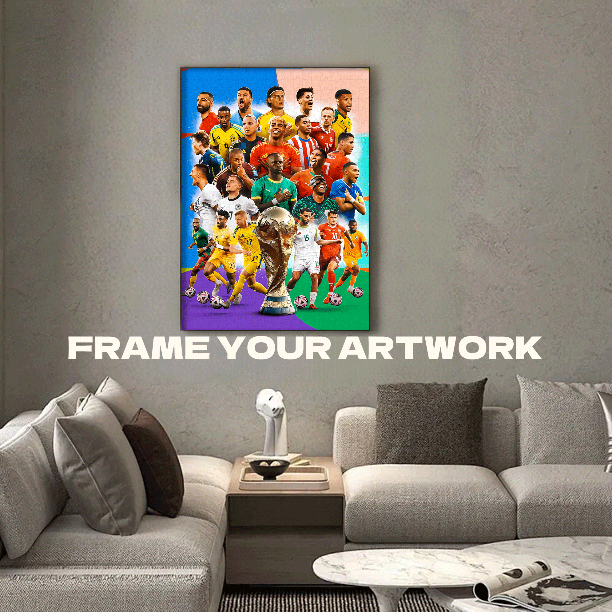 Coupe Du Monde 2026 500pcs/1000pcs Jigsaw Puzzle, Scratch-Resistant, Interactive Family Game & Brain-Boosting DIY Decor, Perfect for Halloween, Christmas & New Year Gifts, Family Puzzle Game