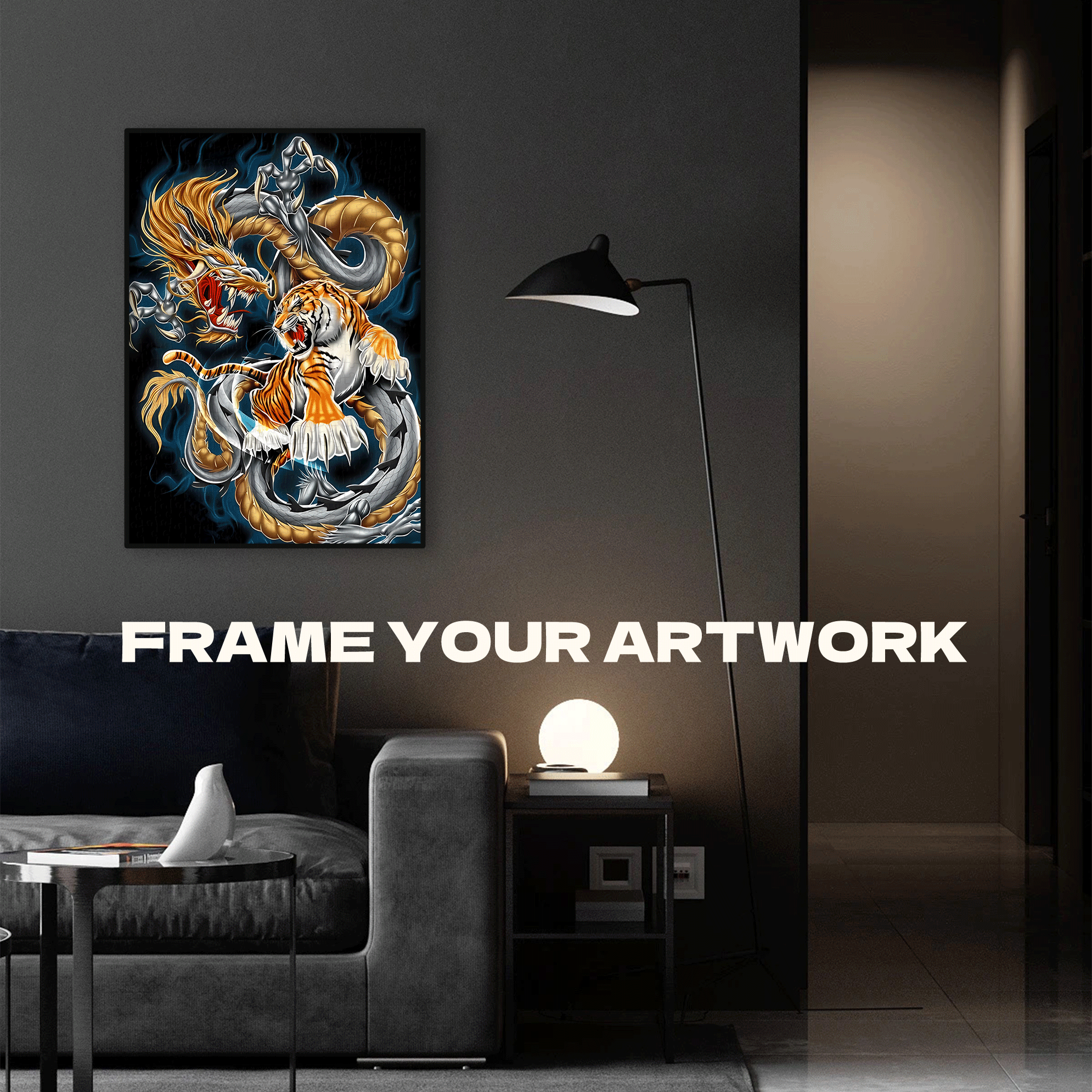 Dragon VS Tiger Clash 500pcs/1000pcs Jigsaw Puzzle, Scratch-Resistant, Interactive Family Game & Brain-Boosting DIY Decor, Perfect for Halloween, Christmas & New Year Gifts, Family Puzzle Game