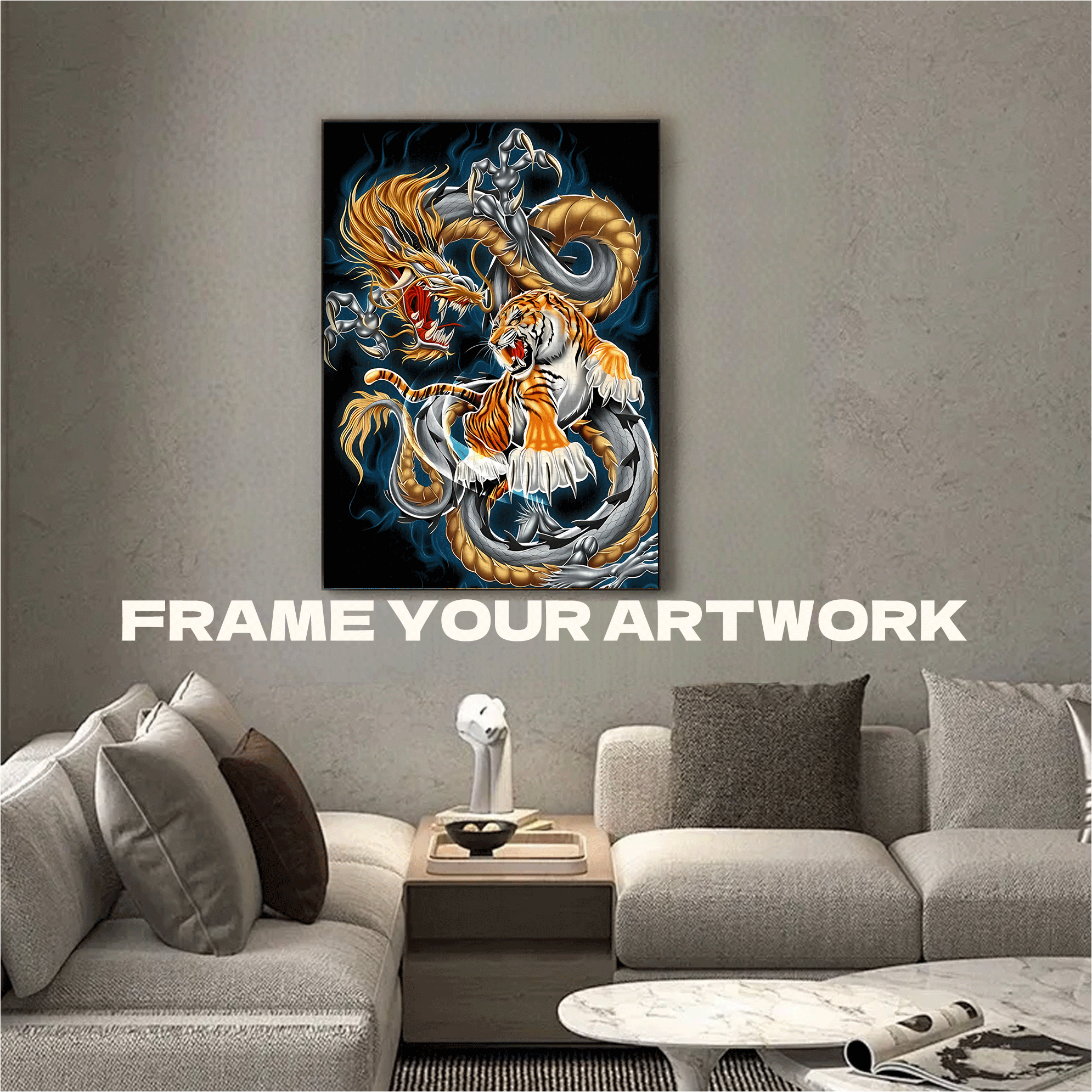 Dragon VS Tiger Clash 500pcs/1000pcs Jigsaw Puzzle, Scratch-Resistant, Interactive Family Game & Brain-Boosting DIY Decor, Perfect for Halloween, Christmas & New Year Gifts, Family Puzzle Game
