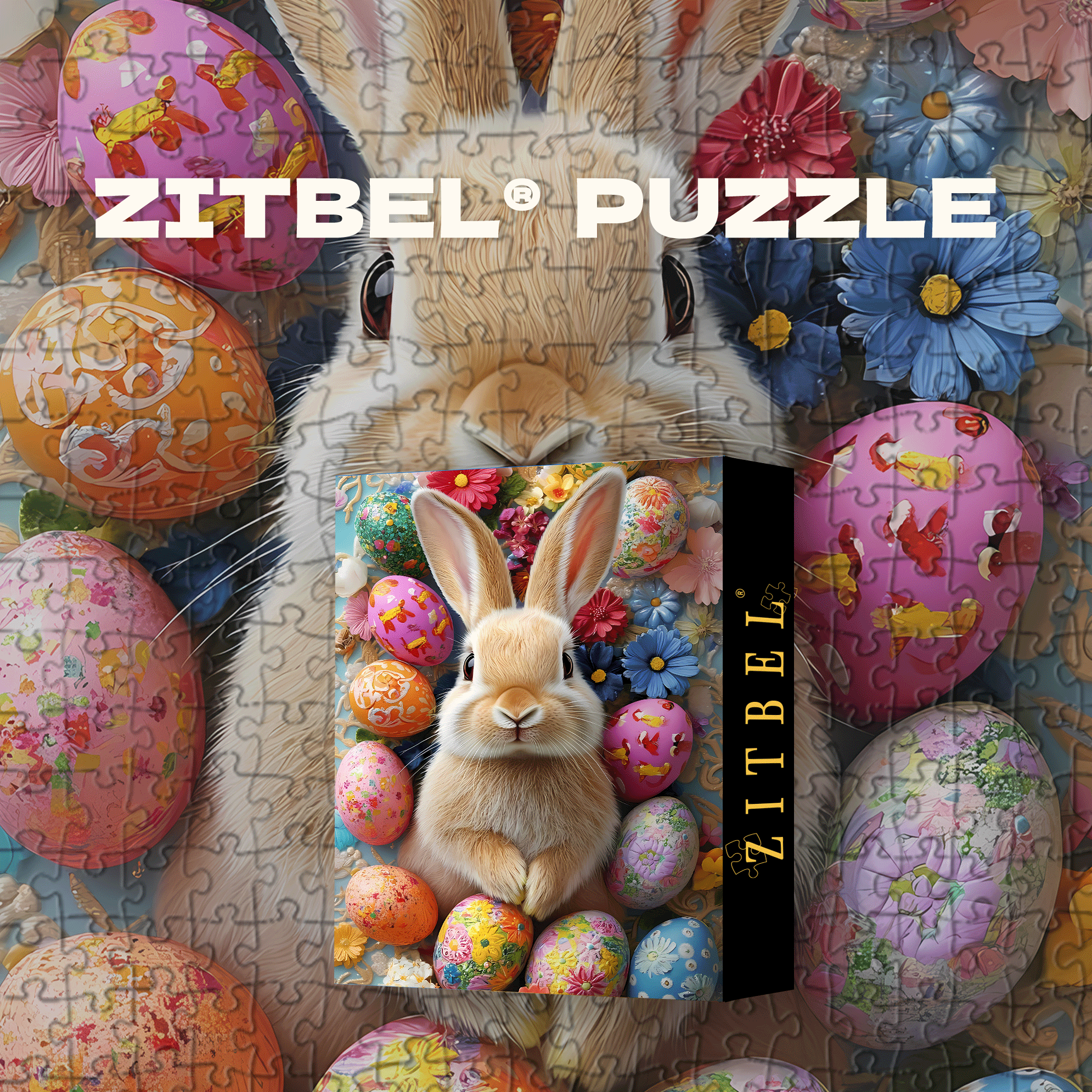 Easter Bunny Decorations 500pcs/1000pcs Jigsaw Puzzle, Scratch-Resistant, Interactive Family Game & Brain-Boosting DIY Decor, Perfect for Halloween, Christmas & New Year Gifts, Family Puzzle Game