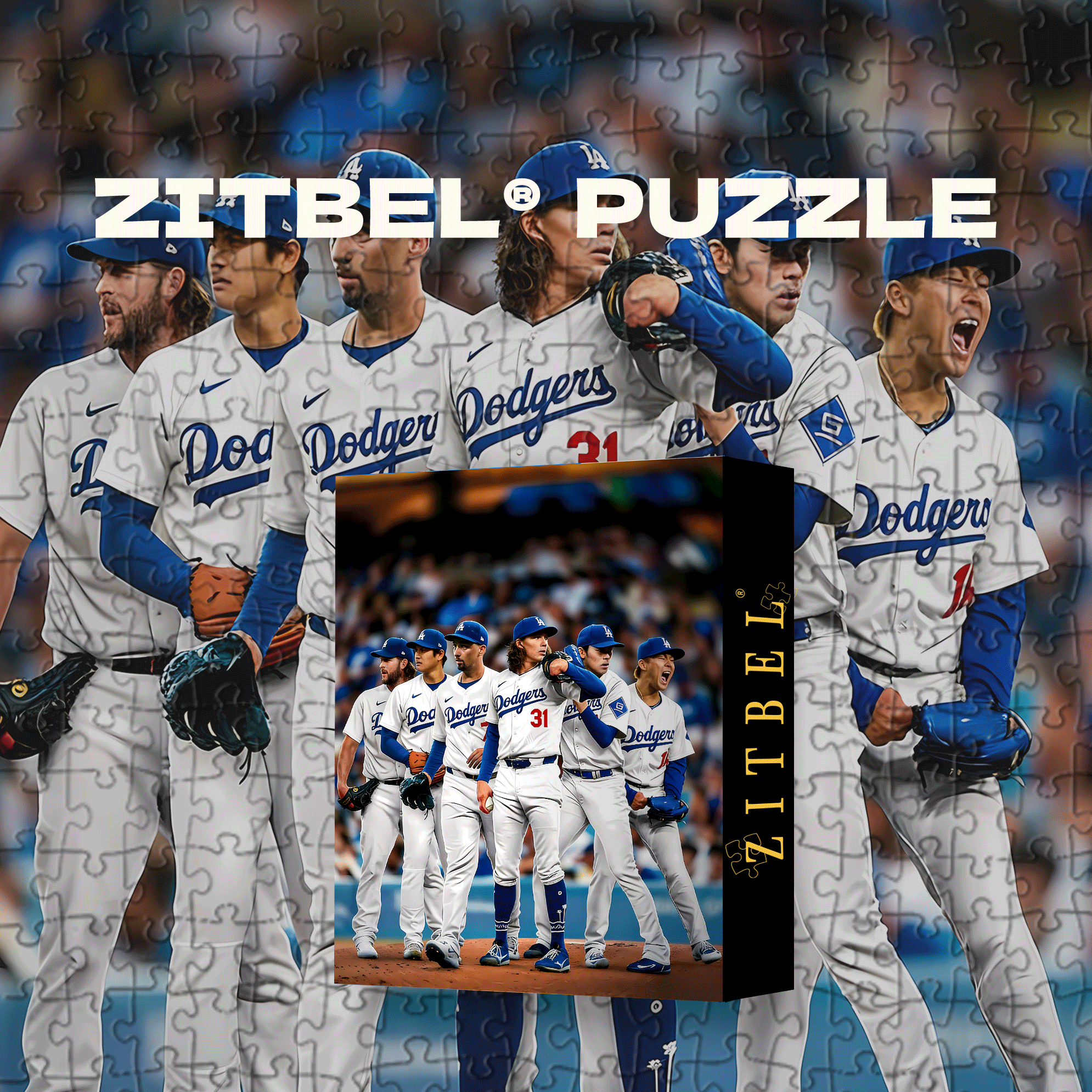 Los Angeles Dodgers Pitchers On The Mound 500pcs/1000pcs Jigsaw Puzzle, Scratch-Resistant, Interactive Family Game & Brain-Boosting DIY Decor, Perfect for Halloween, Christmas & New Year Gifts, Family Puzzle Game