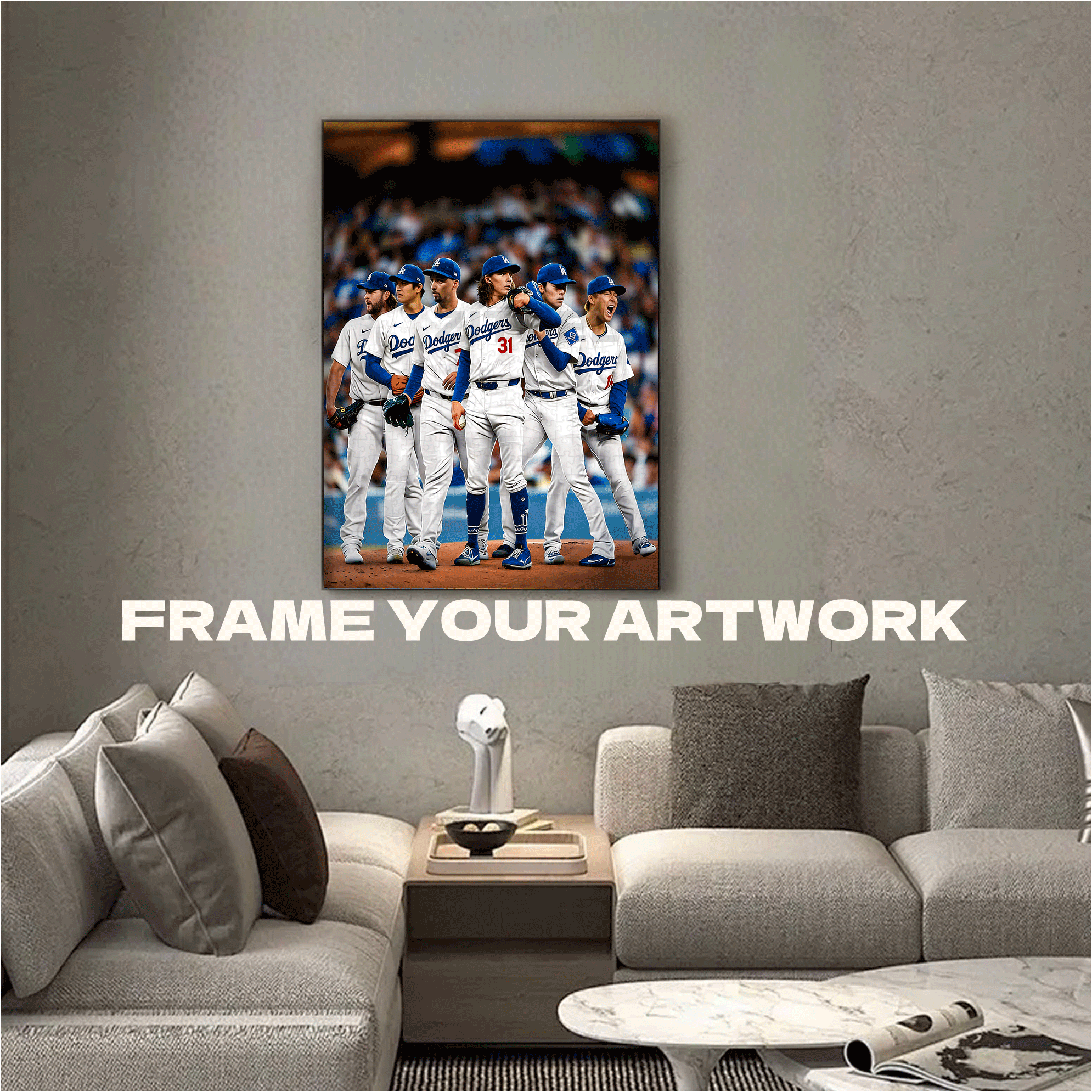 Los Angeles Dodgers Pitchers On The Mound 500pcs/1000pcs Jigsaw Puzzle, Scratch-Resistant, Interactive Family Game & Brain-Boosting DIY Decor, Perfect for Halloween, Christmas & New Year Gifts, Family Puzzle Game