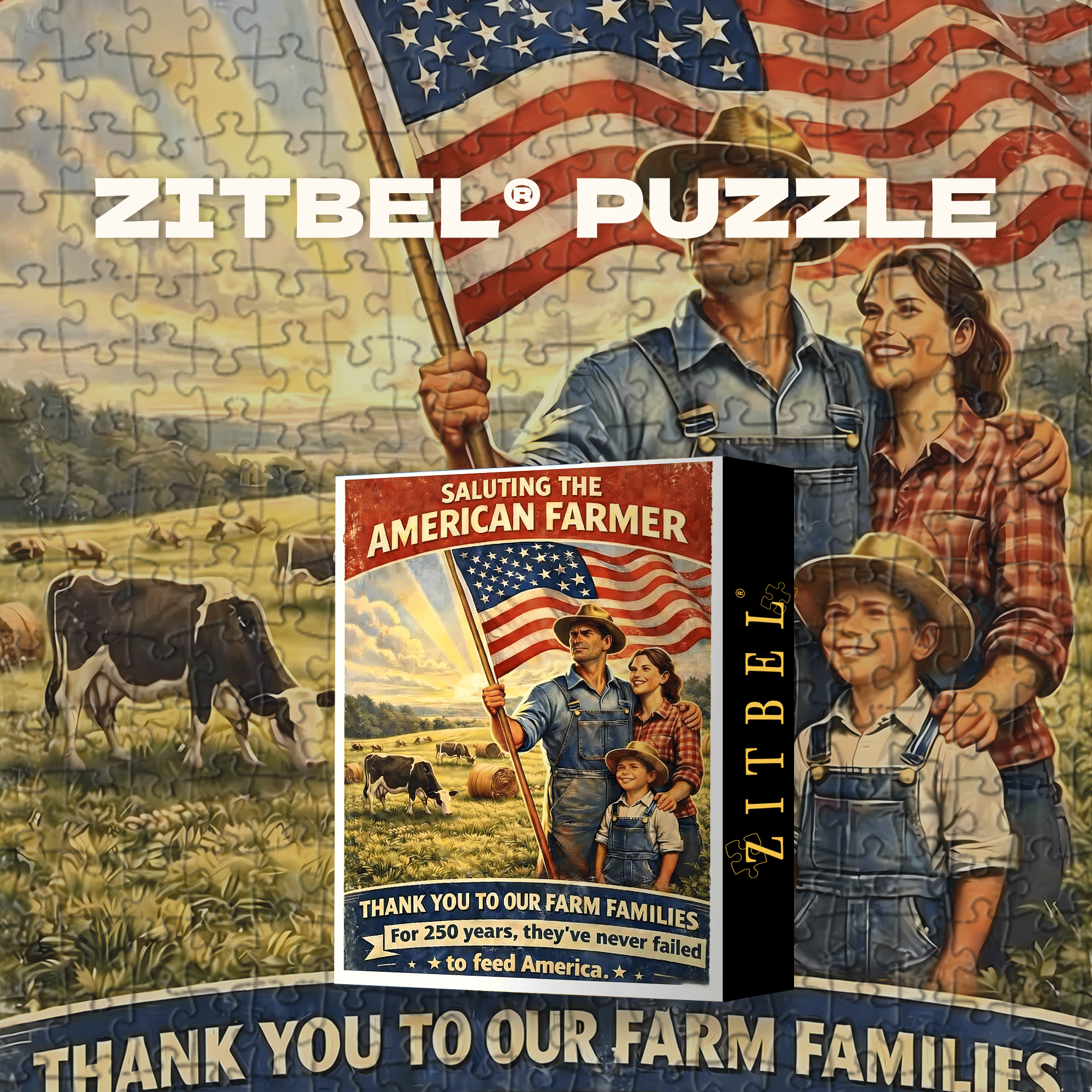 Saluting The American Farm Families 500pcs/1000pcs Jigsaw Puzzle, Scratch-Resistant, Interactive Family Game & Brain-Boosting DIY Decor, Perfect for Halloween, Christmas & New Year Gifts, Family Puzzle Game