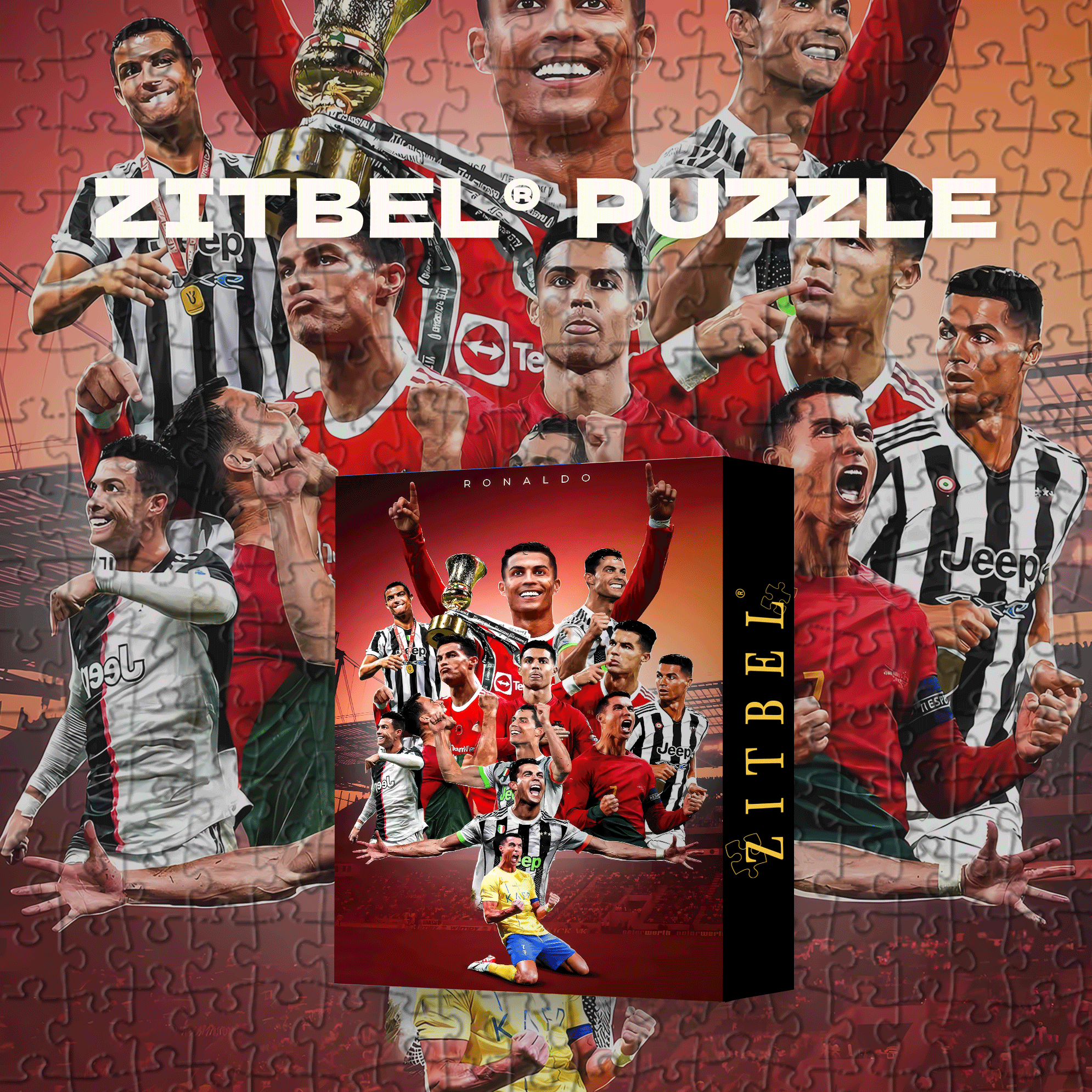 Superstar And Cristiano Ronaldo 500pcs/1000pcs Jigsaw Puzzle, Scratch-Resistant, Interactive Family Game & Brain-Boosting DIY Decor, Perfect for Halloween, Christmas & New Year Gifts, Family Puzzle Game