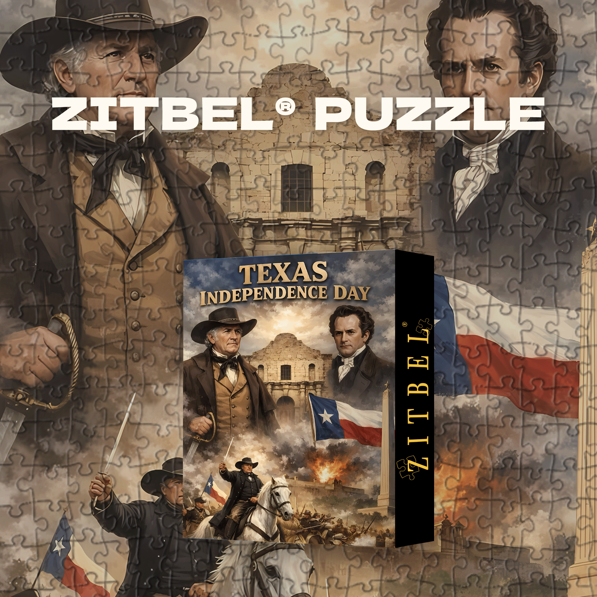Texas Independence Day 500pcs/1000pcs Jigsaw Puzzle, Scratch-Resistant, Interactive Family Game & Brain-Boosting DIY Decor, Perfect for Halloween, Christmas & New Year Gifts, Family Puzzle Game
