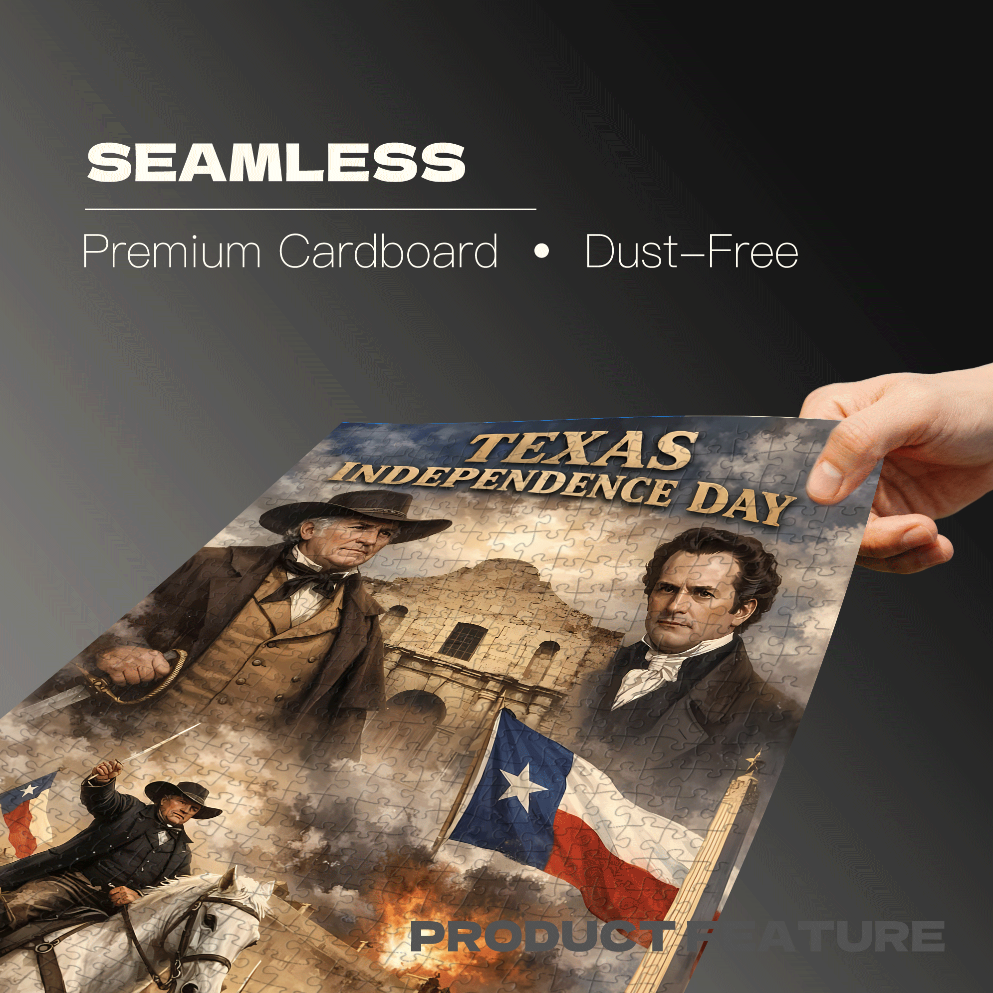 Texas Independence Day 500pcs/1000pcs Jigsaw Puzzle, Scratch-Resistant, Interactive Family Game & Brain-Boosting DIY Decor, Perfect for Halloween, Christmas & New Year Gifts, Family Puzzle Game
