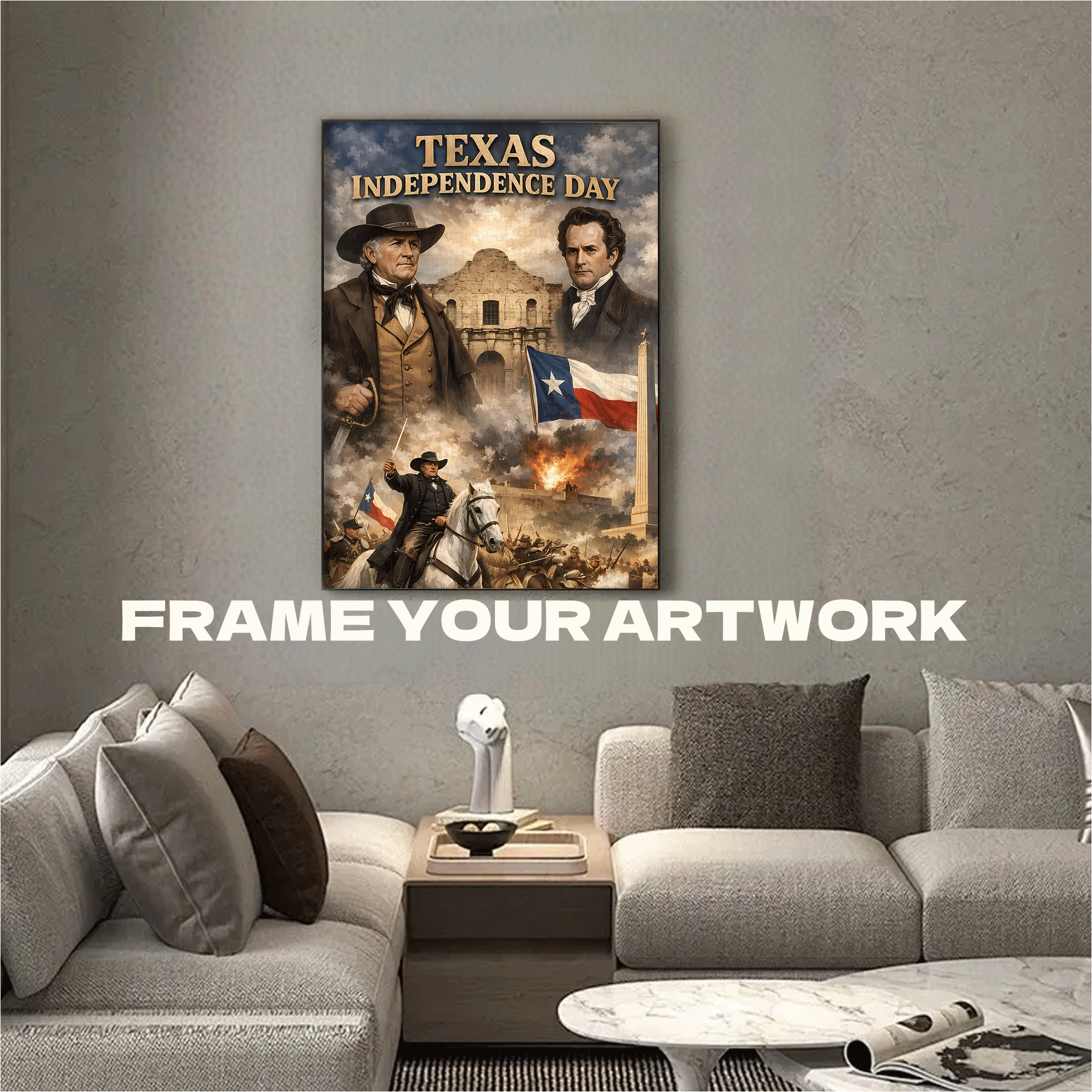 Texas Independence Day 500pcs/1000pcs Jigsaw Puzzle, Scratch-Resistant, Interactive Family Game & Brain-Boosting DIY Decor, Perfect for Halloween, Christmas & New Year Gifts, Family Puzzle Game