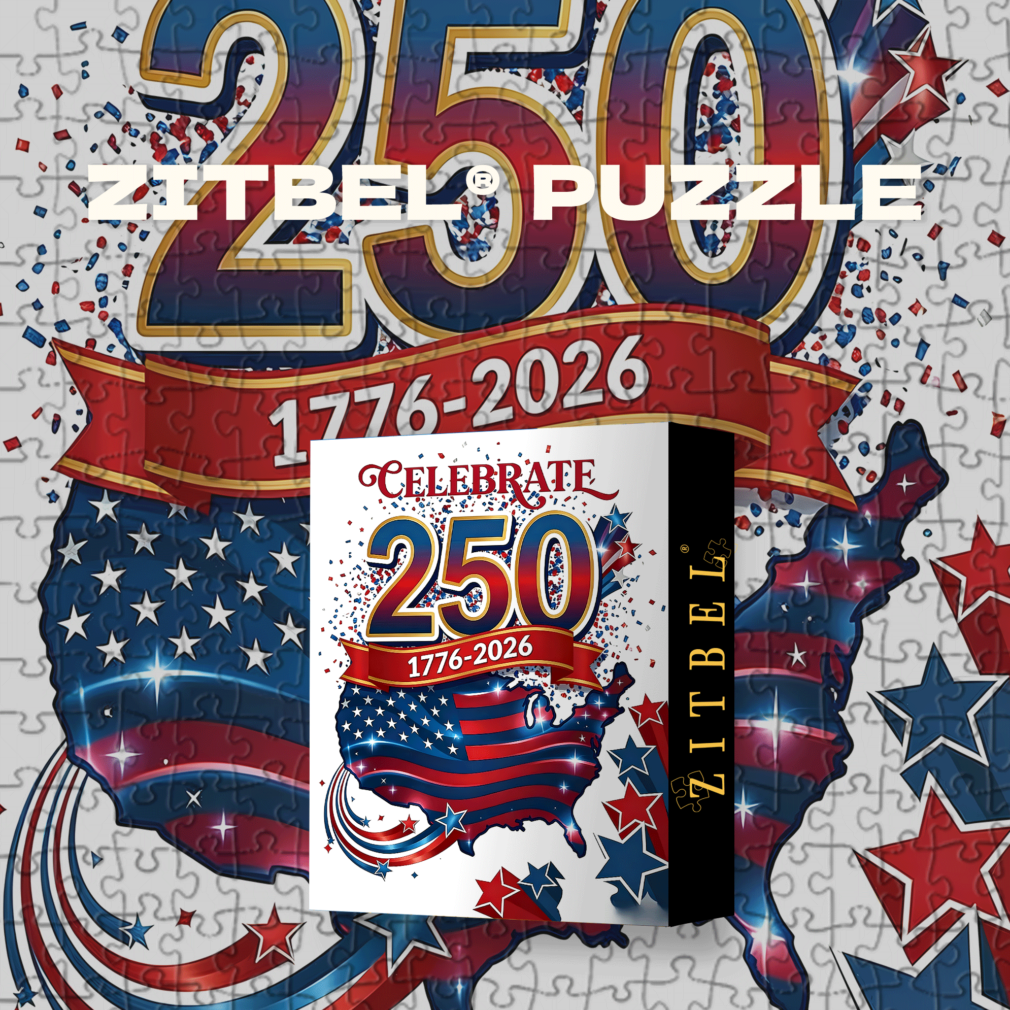 USA 250th Anniversary Graphic 500pcs/1000pcs Jigsaw Puzzle, Scratch-Resistant, Interactive Family Game & Brain-Boosting DIY Decor, Perfect for Halloween, Christmas & New Year Gifts, Family Puzzle Game
