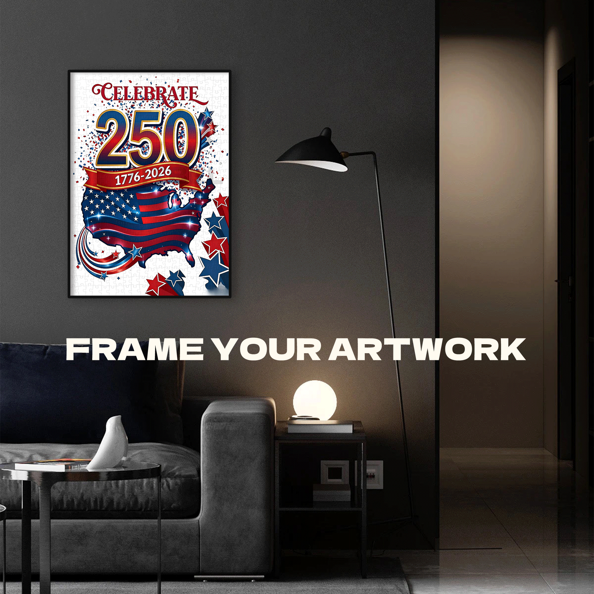 USA 250th Anniversary Graphic 500pcs/1000pcs Jigsaw Puzzle, Scratch-Resistant, Interactive Family Game & Brain-Boosting DIY Decor, Perfect for Halloween, Christmas & New Year Gifts, Family Puzzle Game